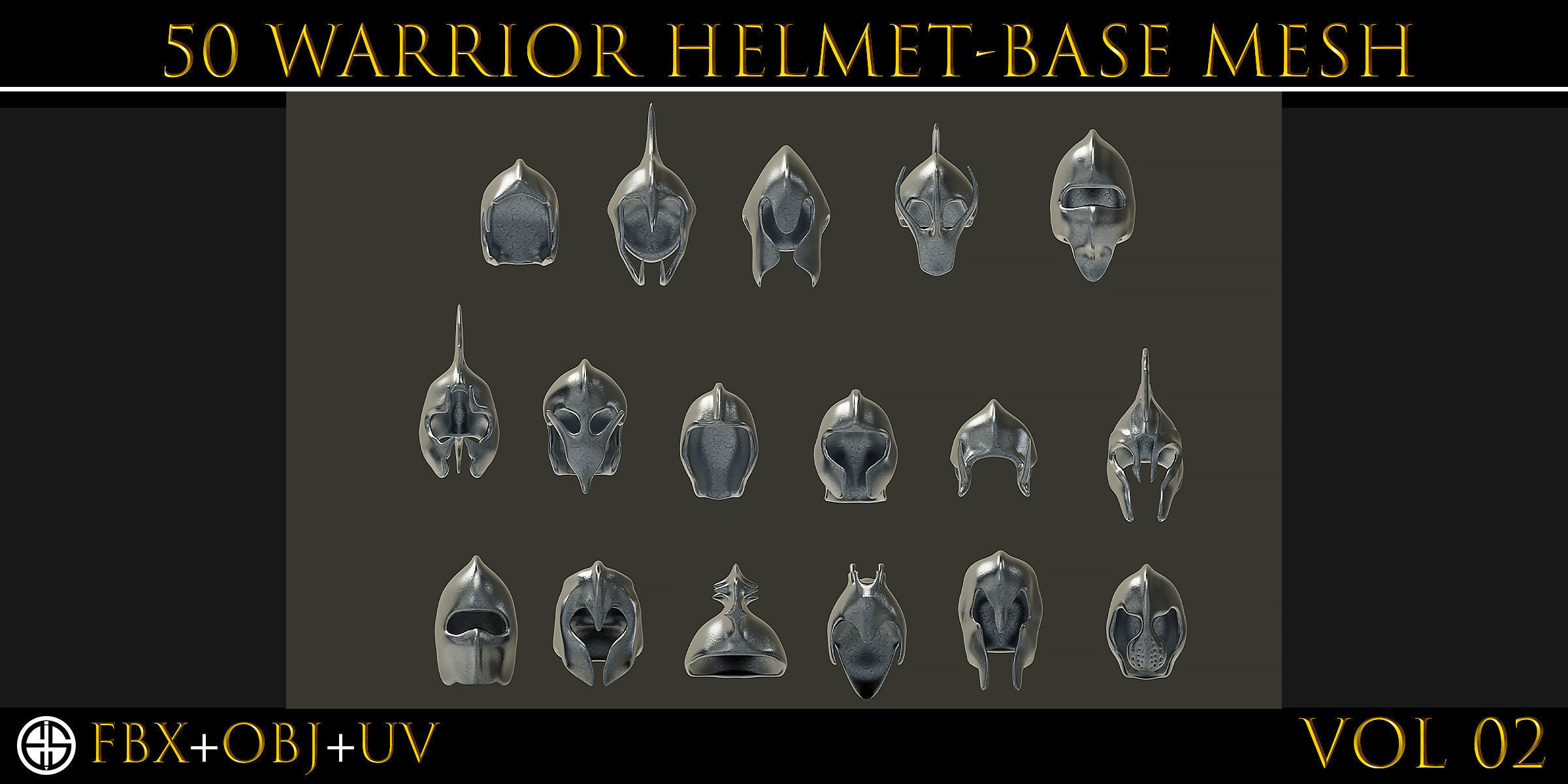 50 Model of warrior helmet-weapons and armor-Vol 03 Low-poly 3D model_12