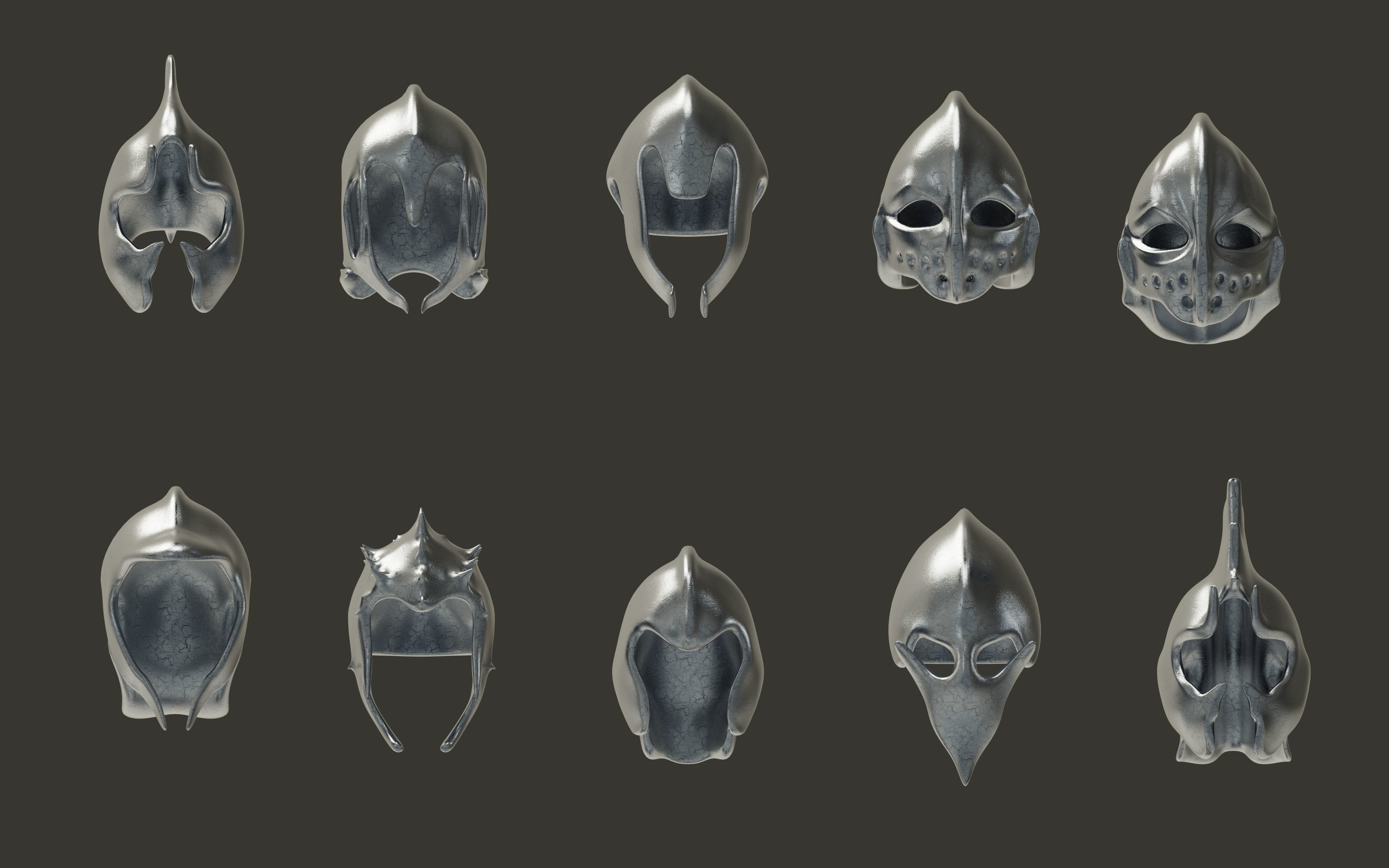 50 Model of warrior helmet-weapons and armor-Vol 03 Low-poly 3D model_18
