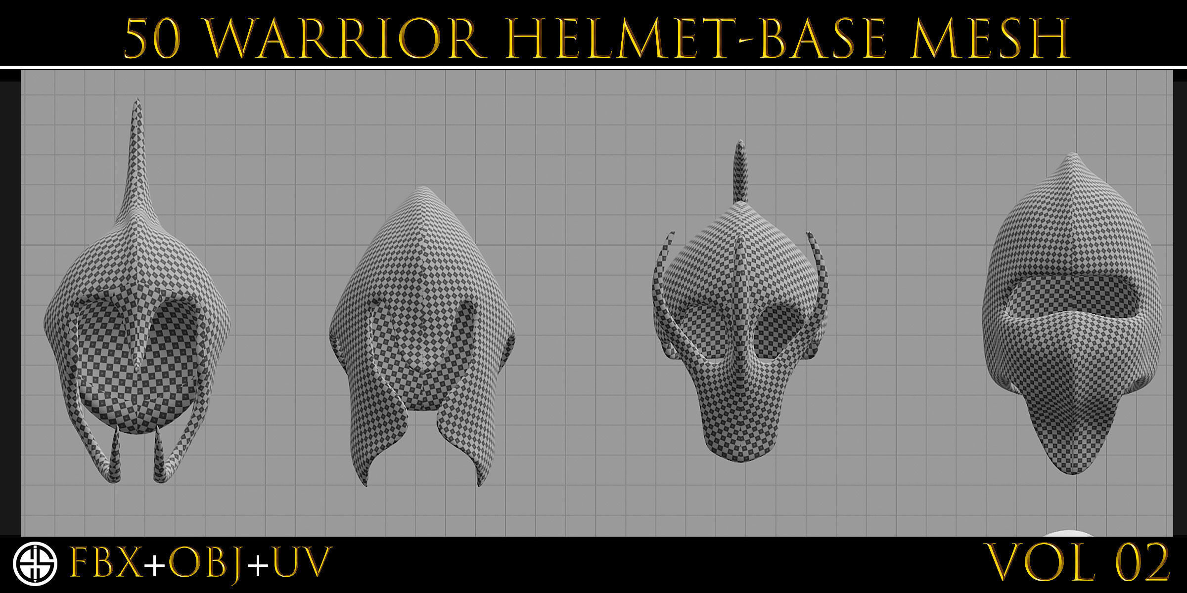 50 Model of warrior helmet-weapons and armor-Vol 03 Low-poly 3D model_8