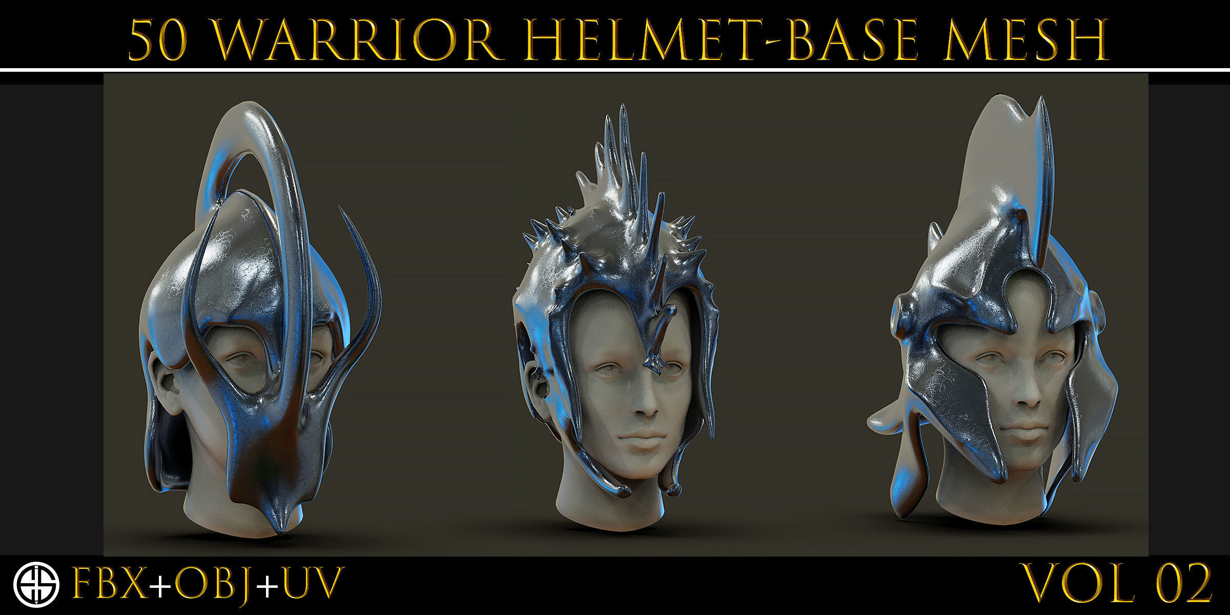 50 Model of warrior helmet-weapons and armor-Vol 03 Low-poly 3D model_11