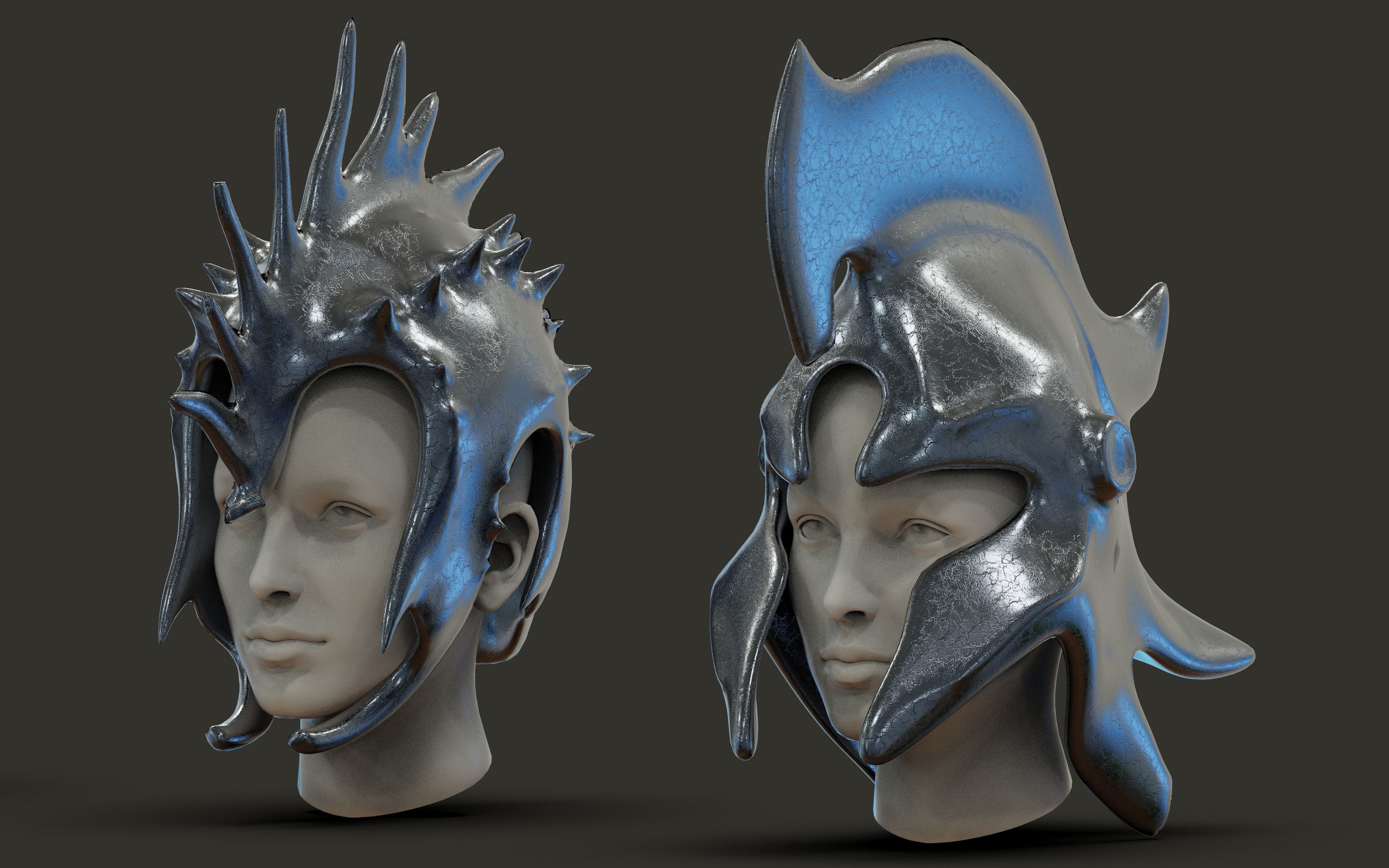 50 Model of warrior helmet-weapons and armor-Vol 03 Low-poly 3D model_3