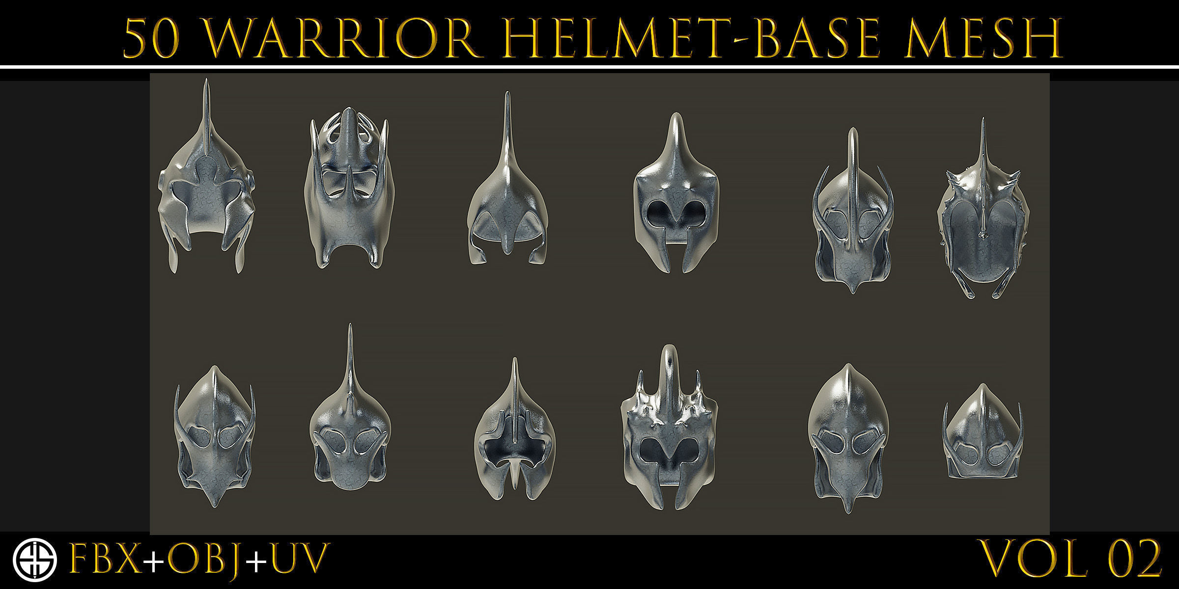 50 Model of warrior helmet-weapons and armor-Vol 03 Low-poly 3D model_13