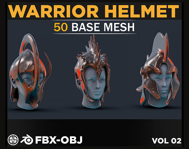 50 Model of warrior helmet-weapons and armor-Vol 03 Low-poly 3D model