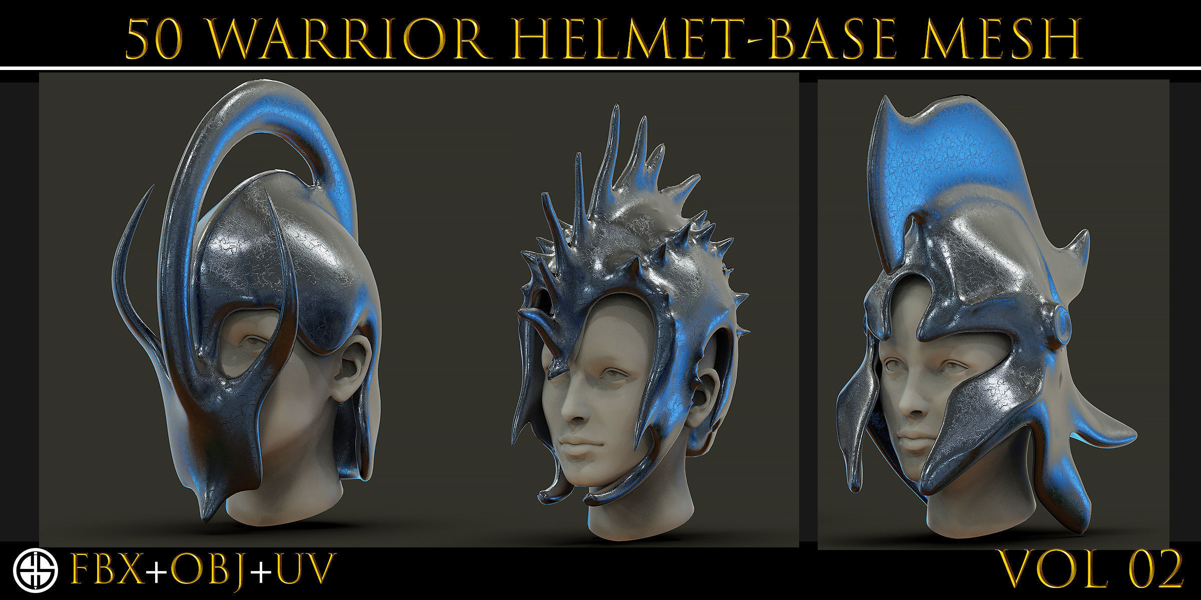50 Model of warrior helmet-weapons and armor-Vol 03 Low-poly 3D model_5