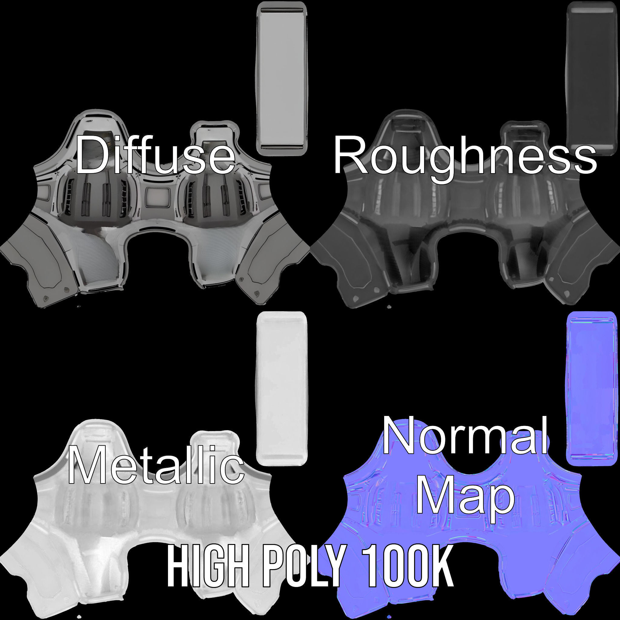 Futuristic Control Console model pack with hightech features Low-poly 3D model_3