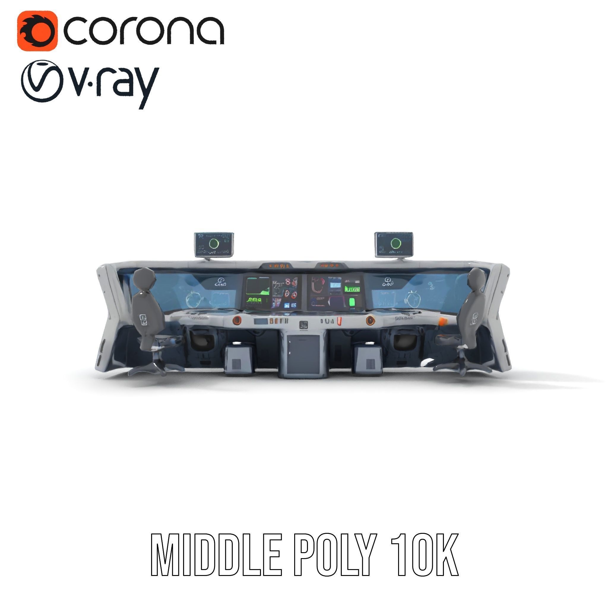 Futuristic Control Room Console model pack Low-poly 3D model_19