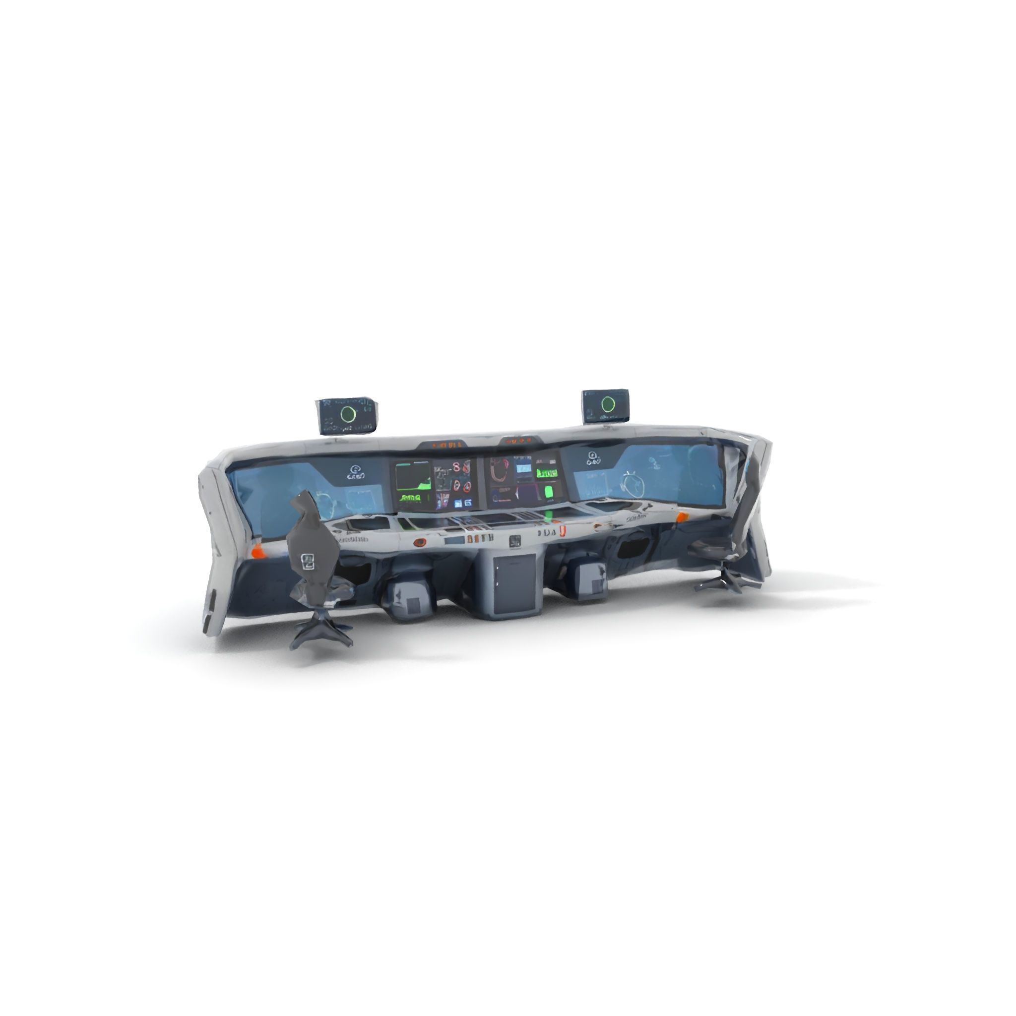 Futuristic Control Room Console model pack Low-poly 3D model_7