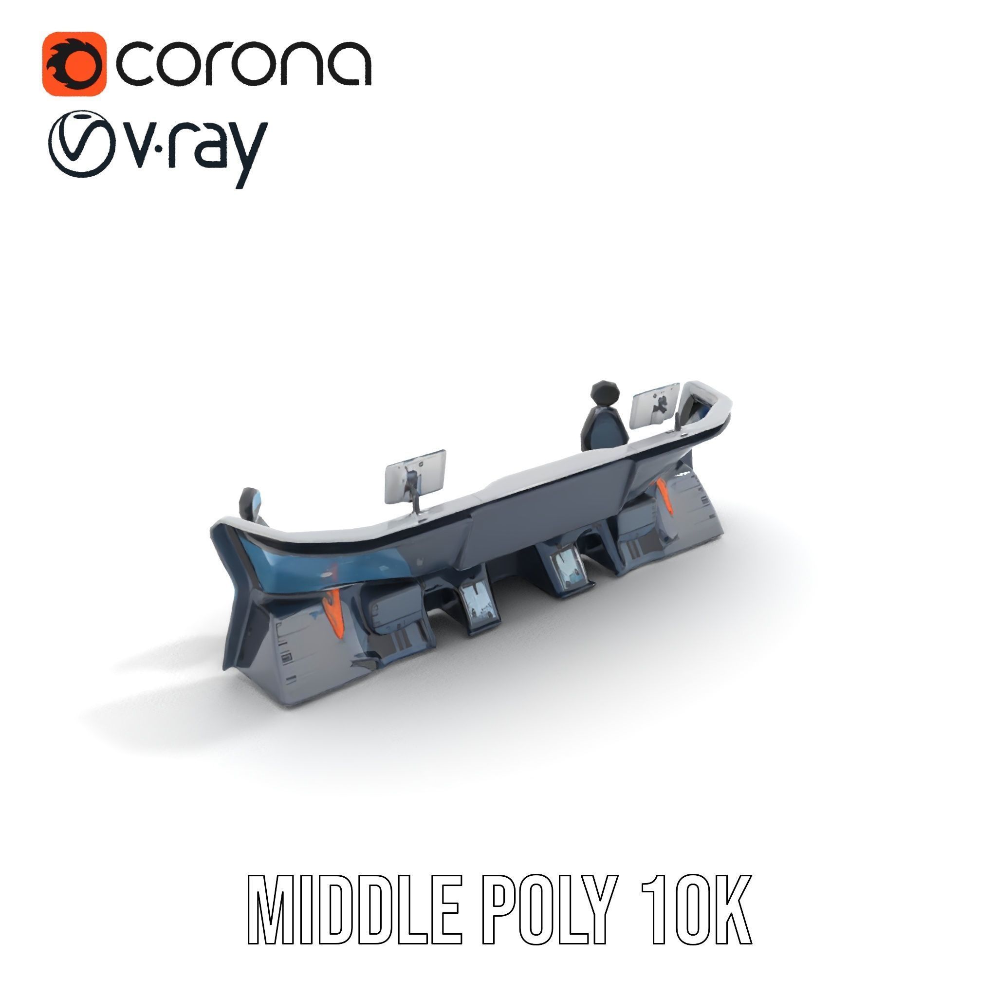 Futuristic Control Room Console model pack Low-poly 3D model_6