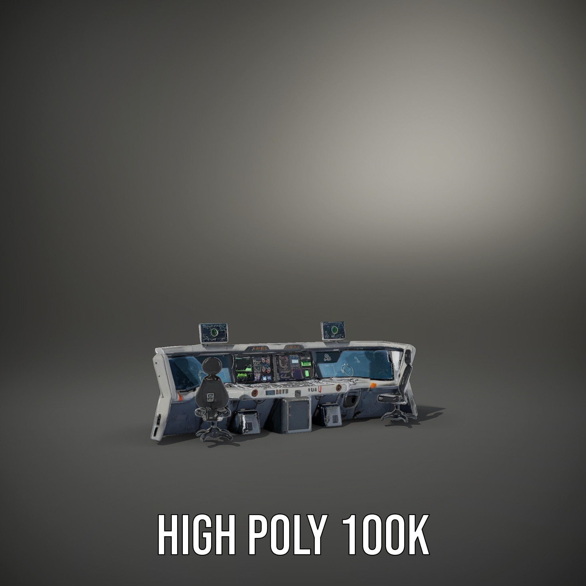 Futuristic Control Room Console model pack Low-poly 3D model_10