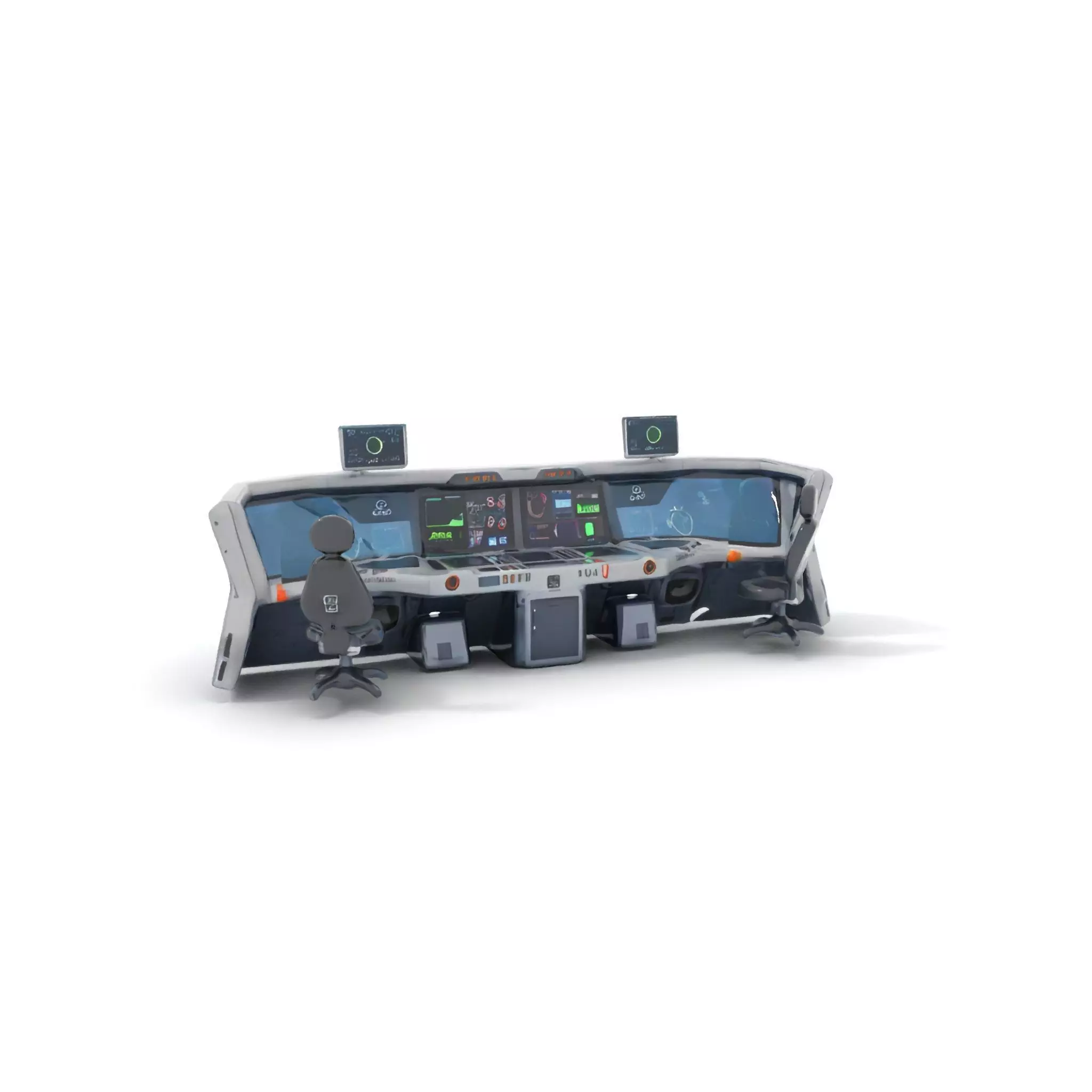 Futuristic Control Room Console model pack Low-poly 3D model_0