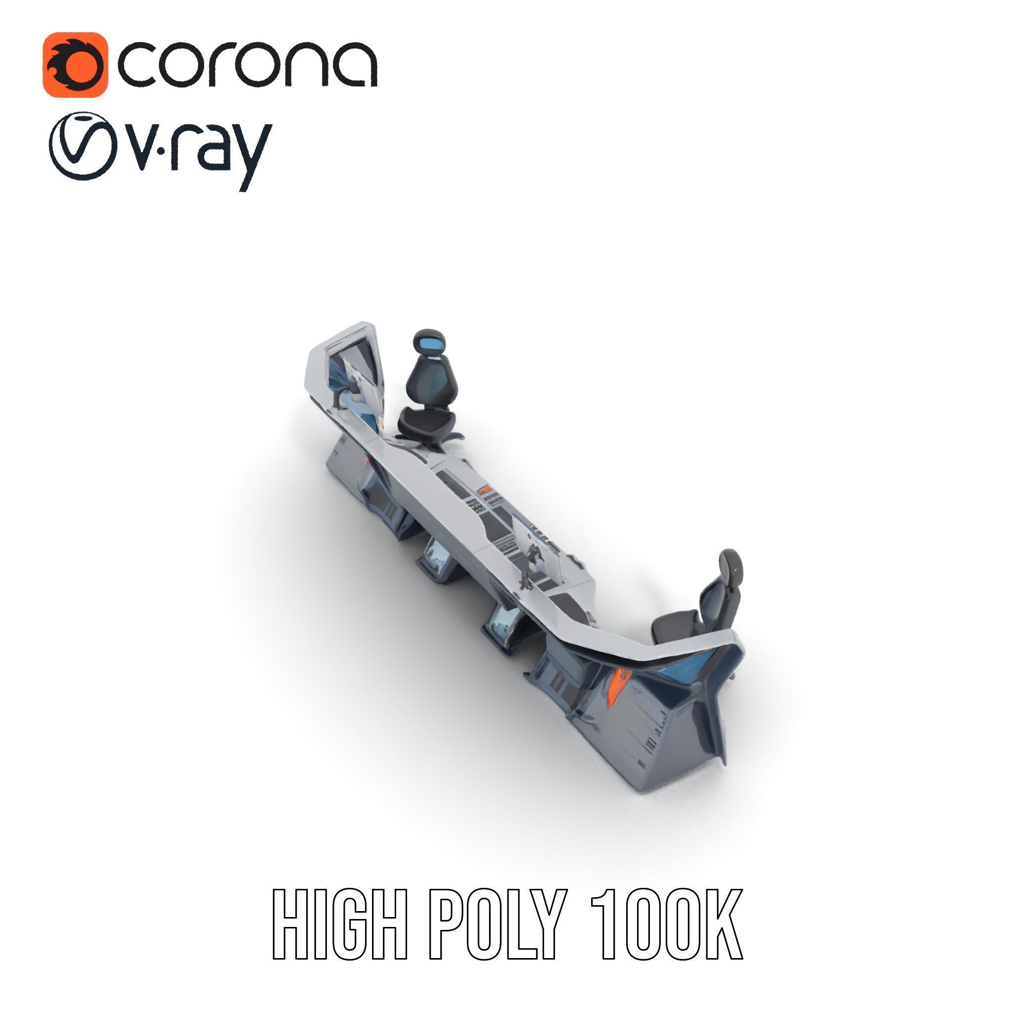 Futuristic Control Room Console model pack Low-poly 3D model_25