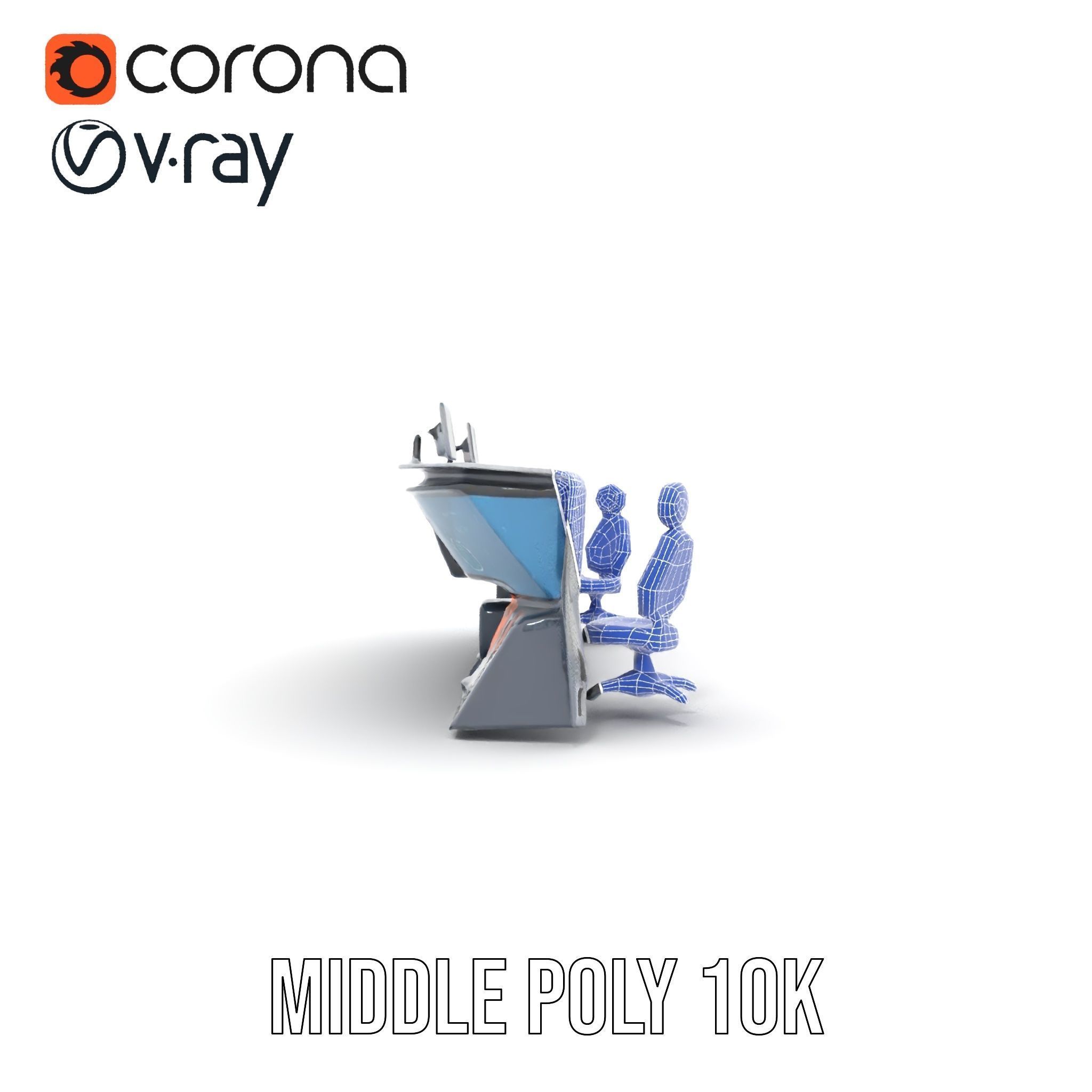 Futuristic Control Room Console model pack Low-poly 3D model_26