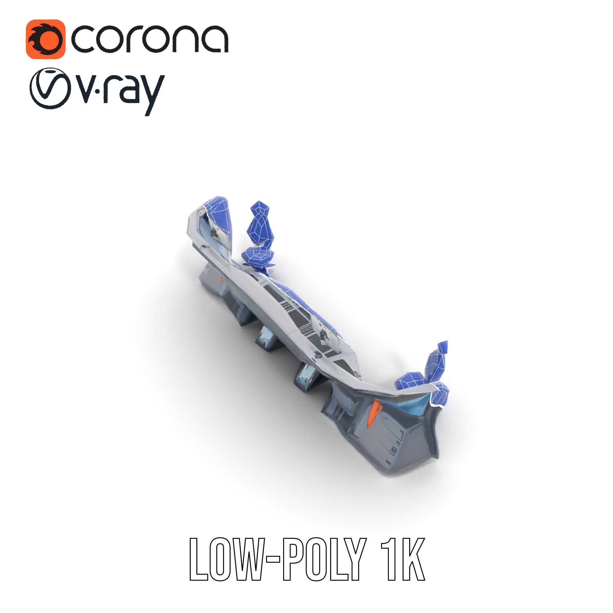 Futuristic Control Room Console model pack Low-poly 3D model_22