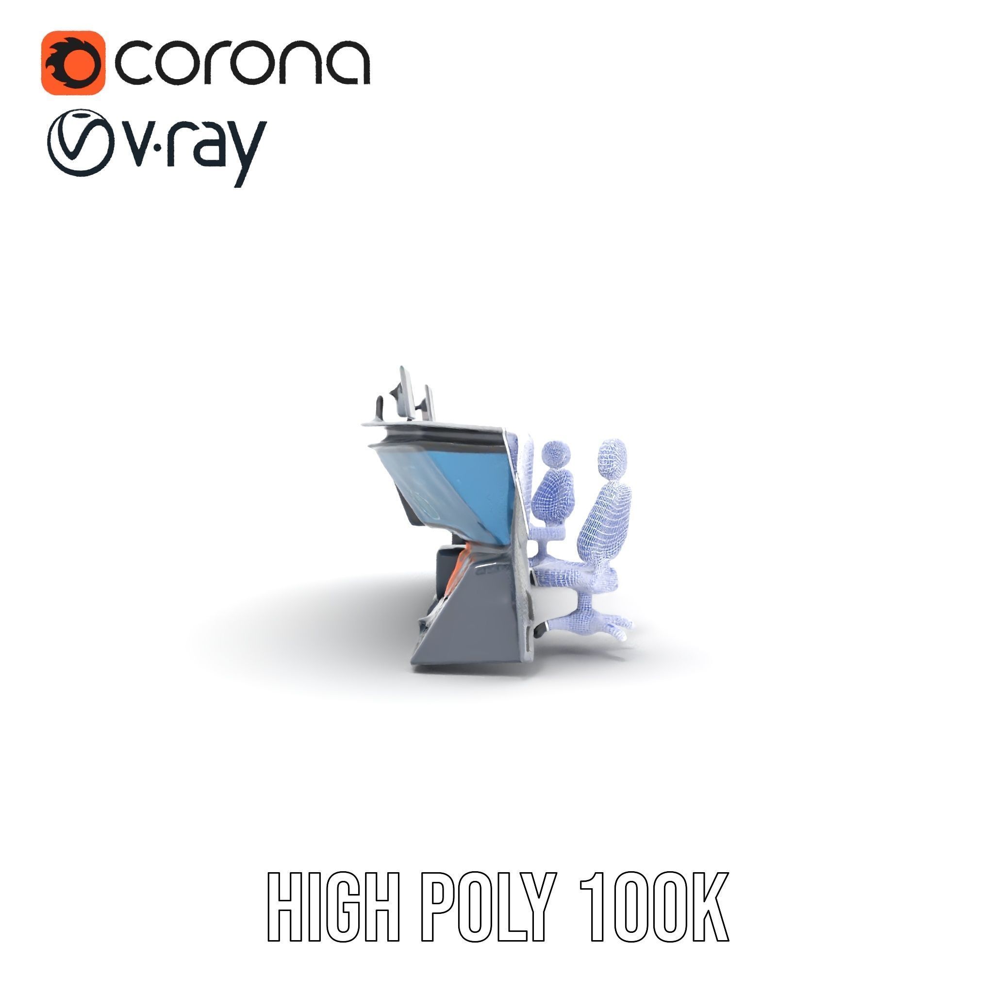 Futuristic Control Room Console model pack Low-poly 3D model_34