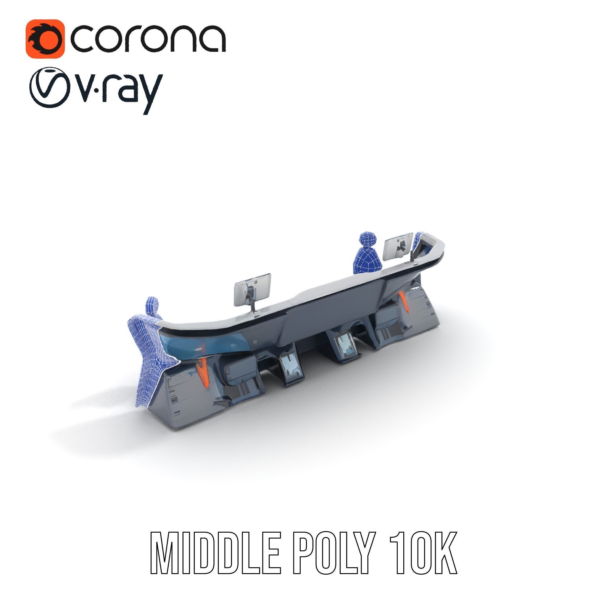 Futuristic Control Room Console model pack Low-poly 3D model_16