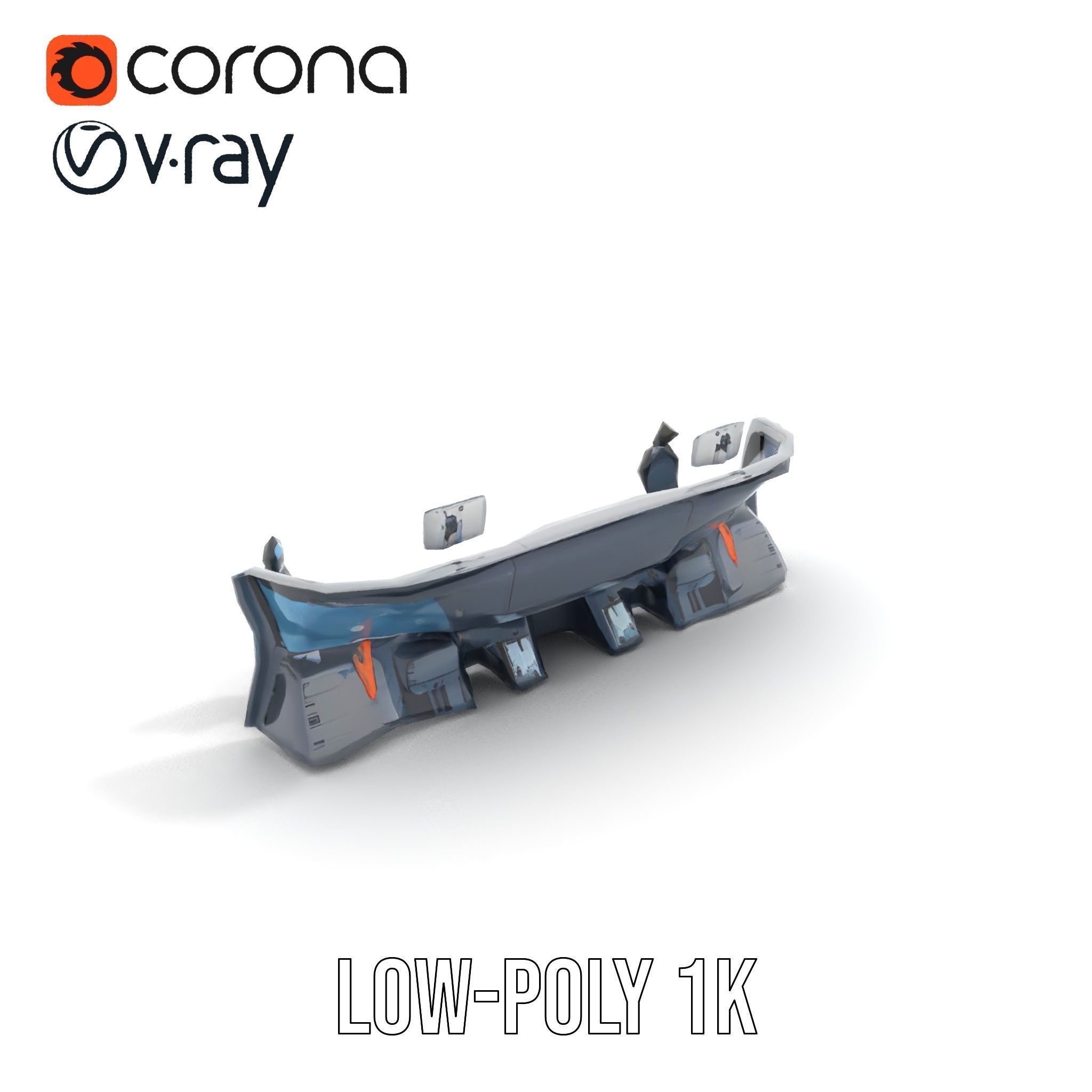 Futuristic Control Room Console model pack Low-poly 3D model_9