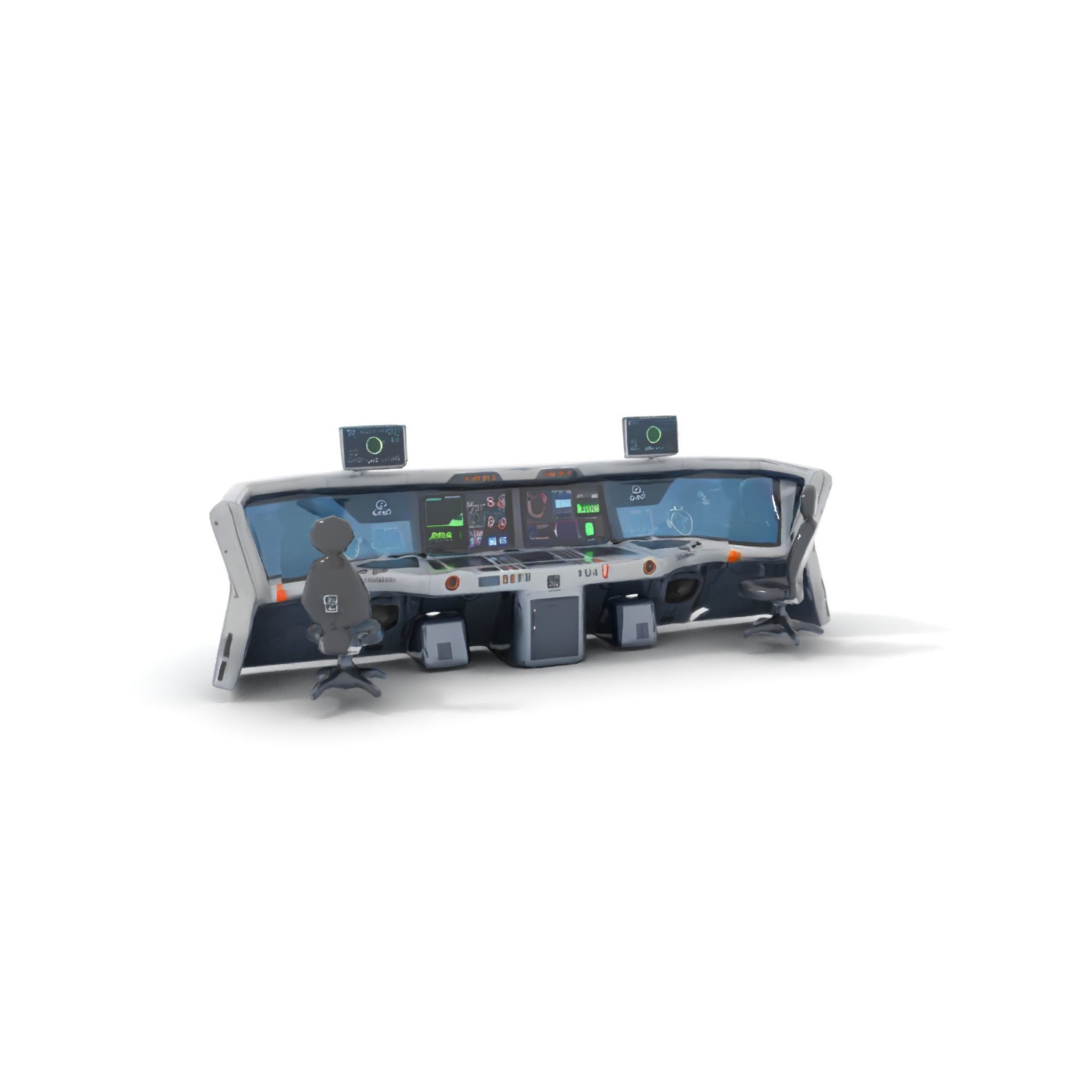 Futuristic Control Room Console model pack Low-poly 3D model_5