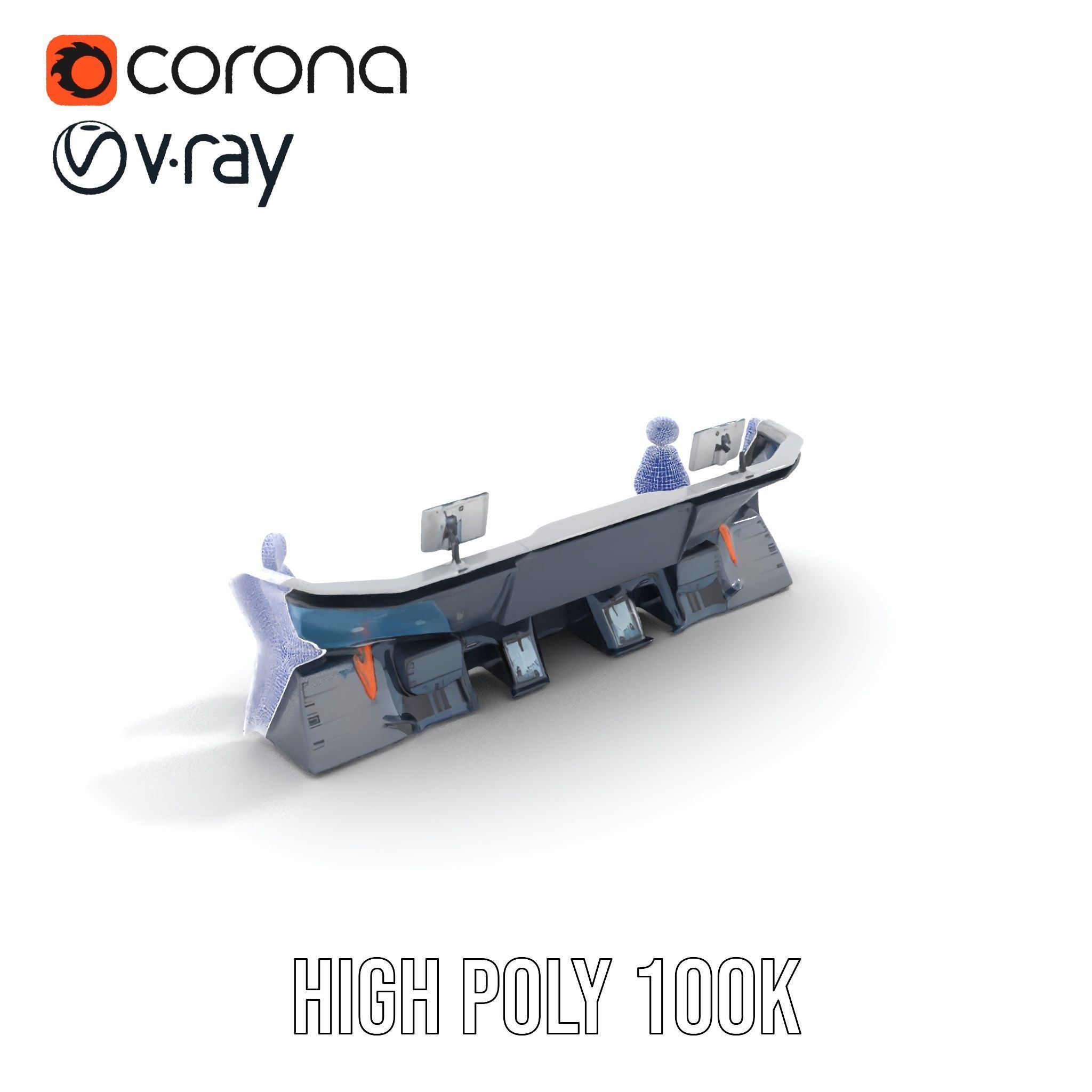 Futuristic Control Room Console model pack Low-poly 3D model_28