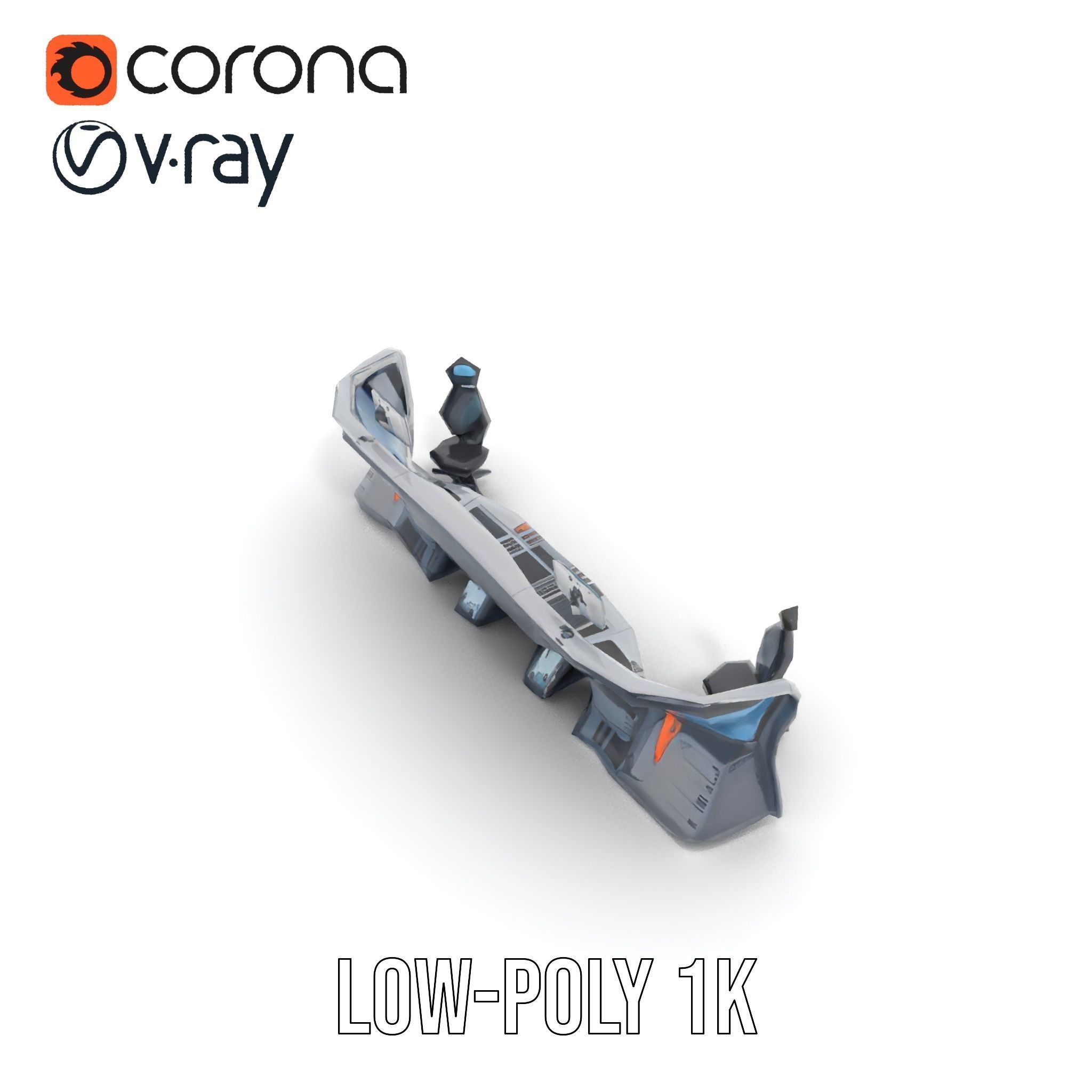 Futuristic Control Room Console model pack Low-poly 3D model_24