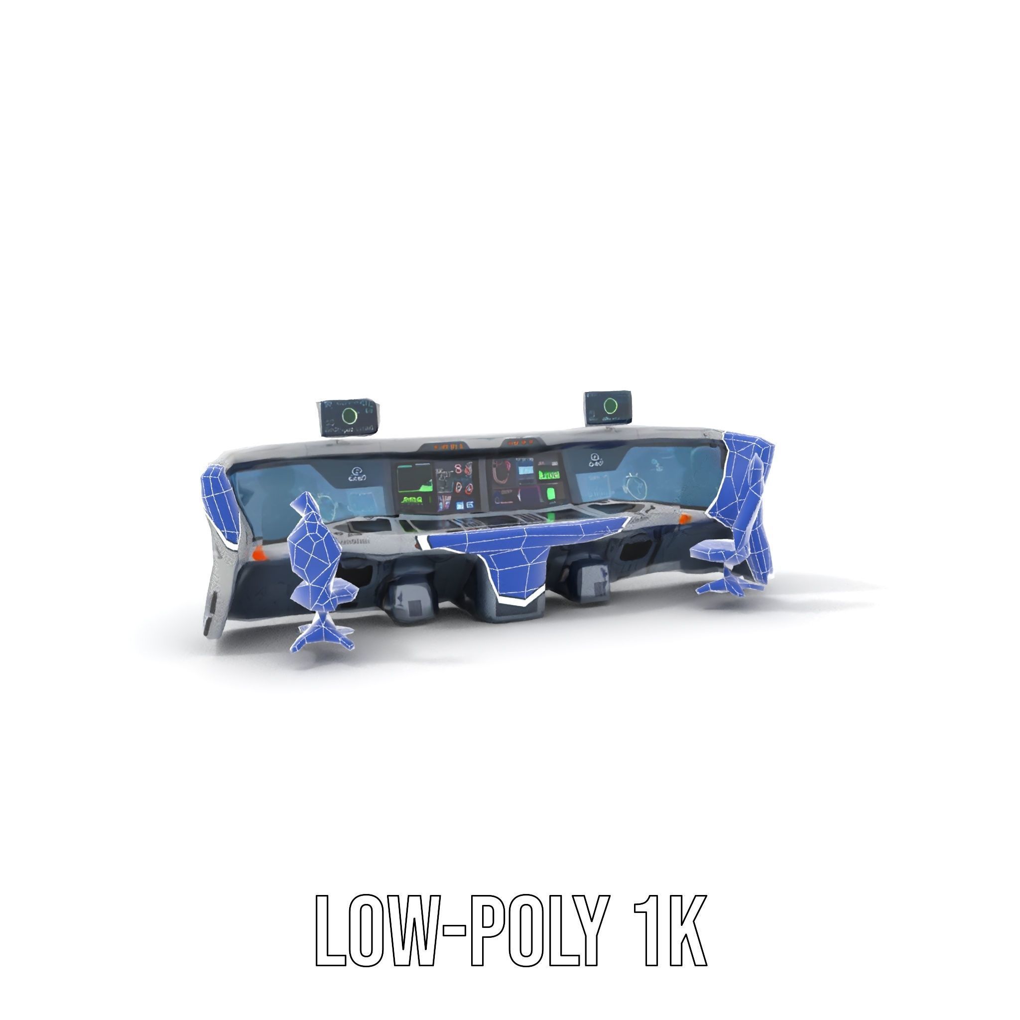Futuristic Control Room Console model pack Low-poly 3D model_17