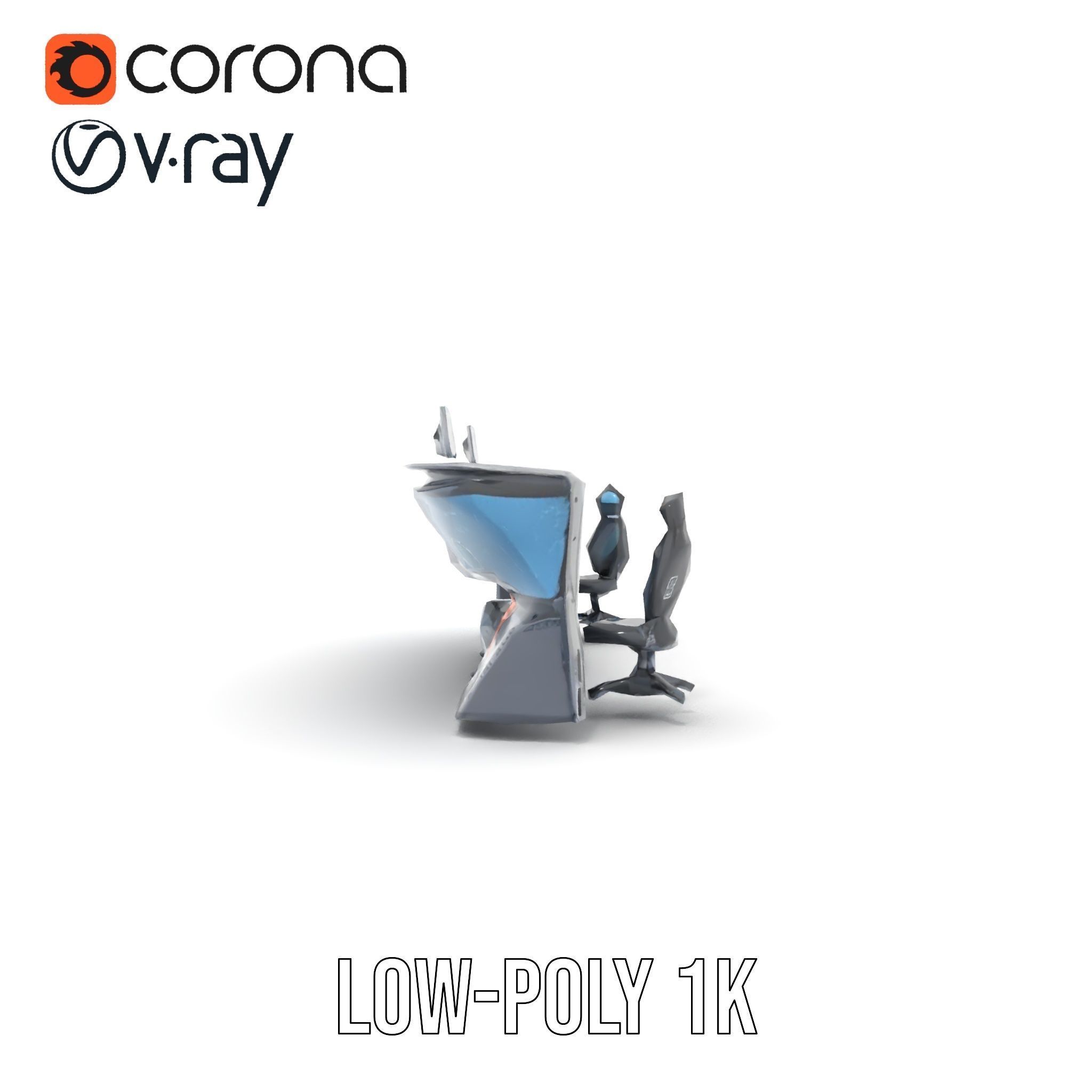 Futuristic Control Room Console model pack Low-poly 3D model_27