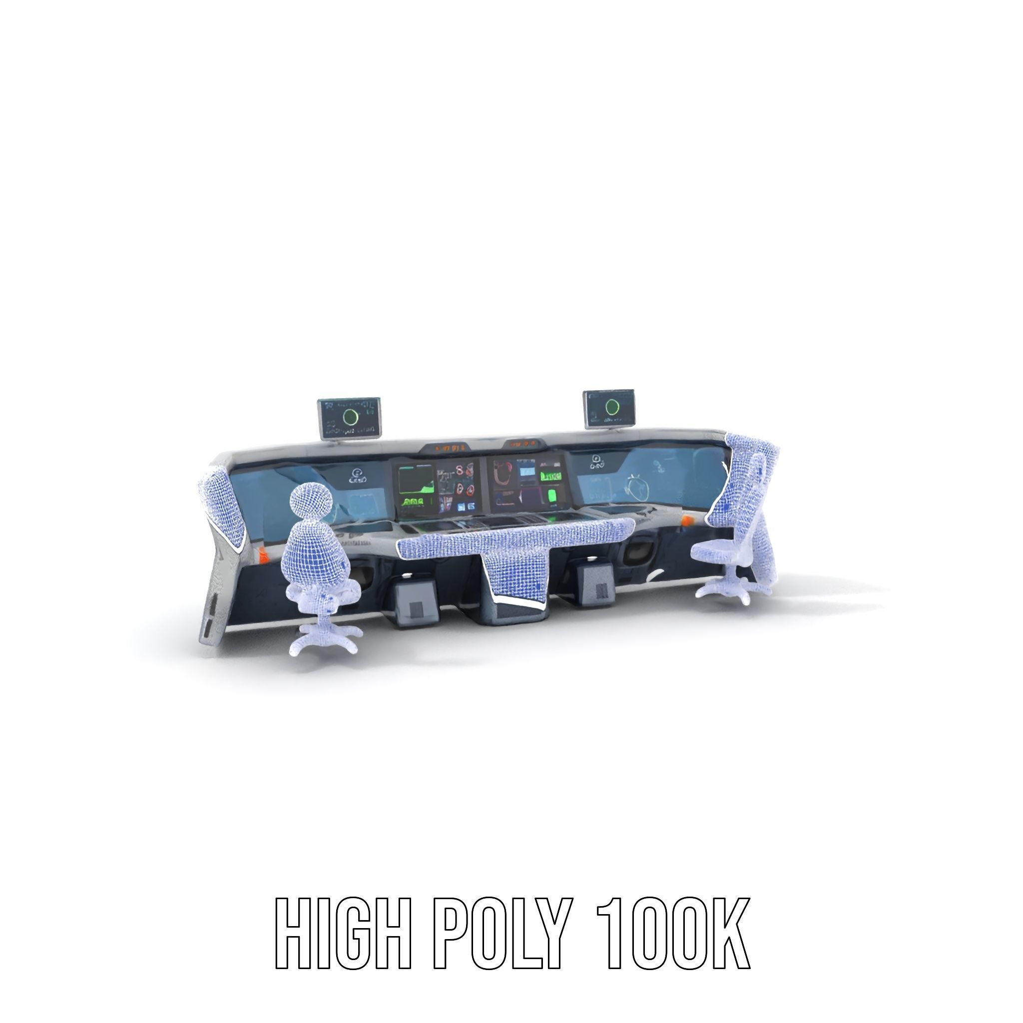 Futuristic Control Room Console model pack Low-poly 3D model_4