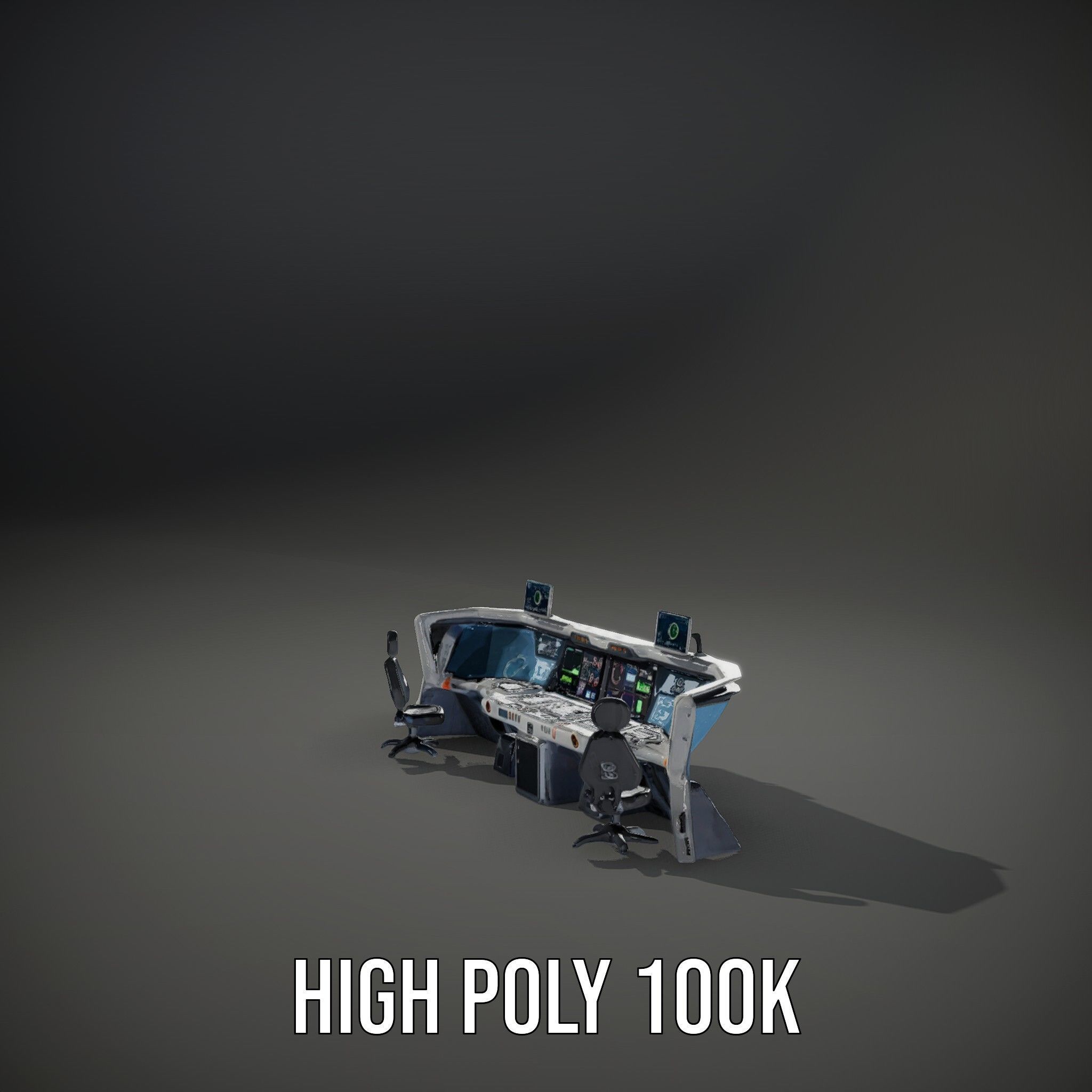 Futuristic Control Room Console model pack Low-poly 3D model_8