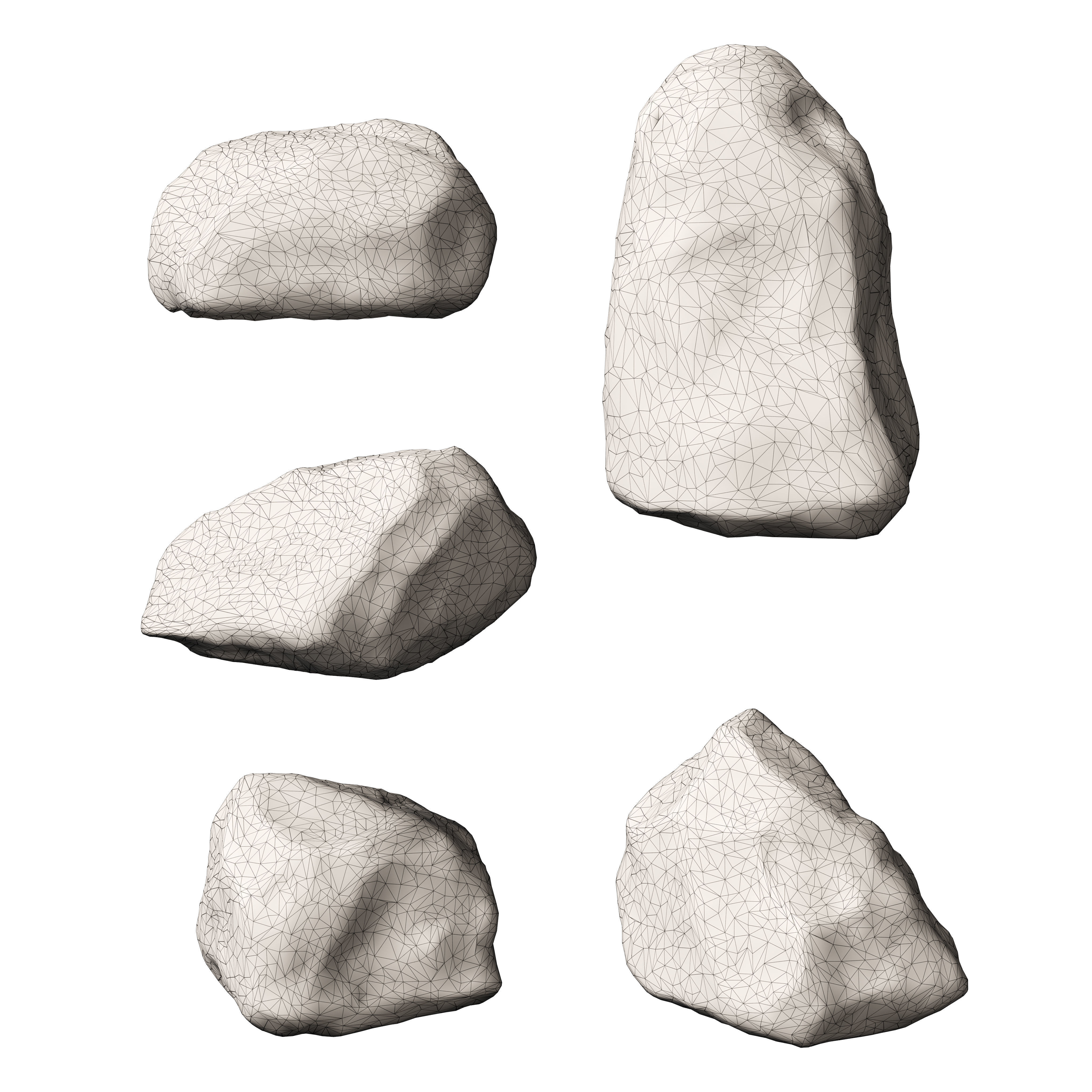 Low Poly Rocks Set 07 3D model_6