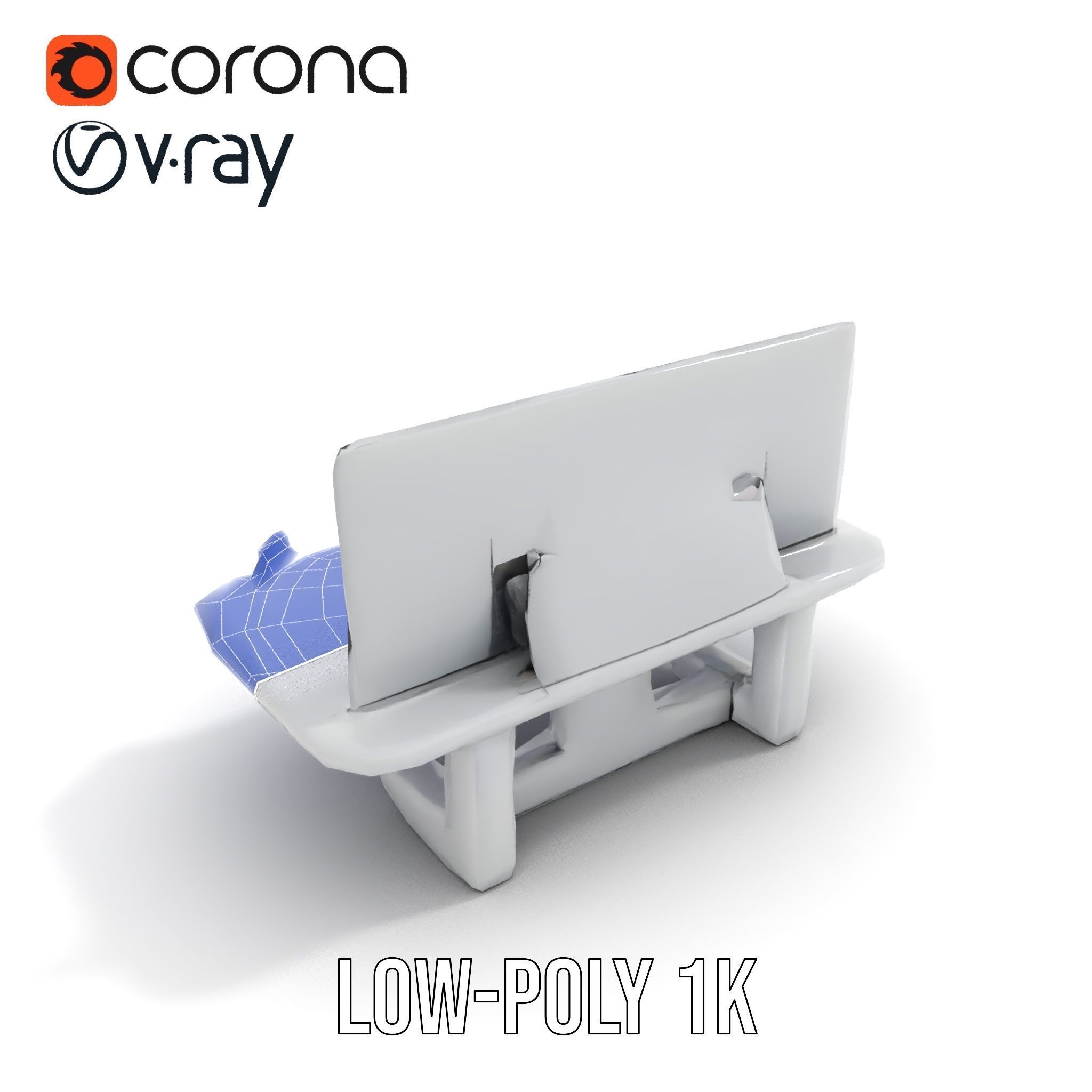 Futuristic Command Center Desk and Chair Model Pack Low-poly 3D model_22