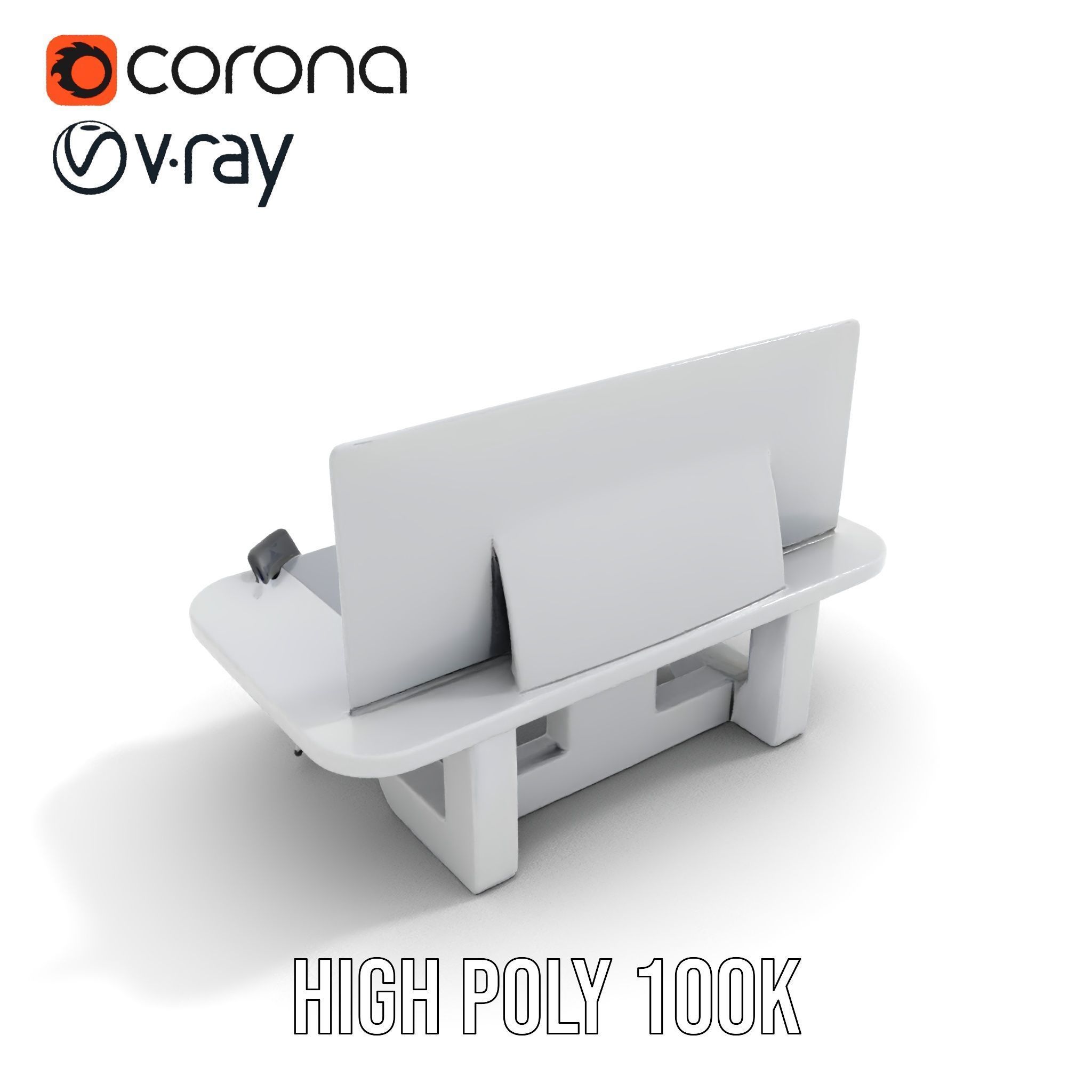 Futuristic Command Center Desk and Chair Model Pack Low-poly 3D model_17