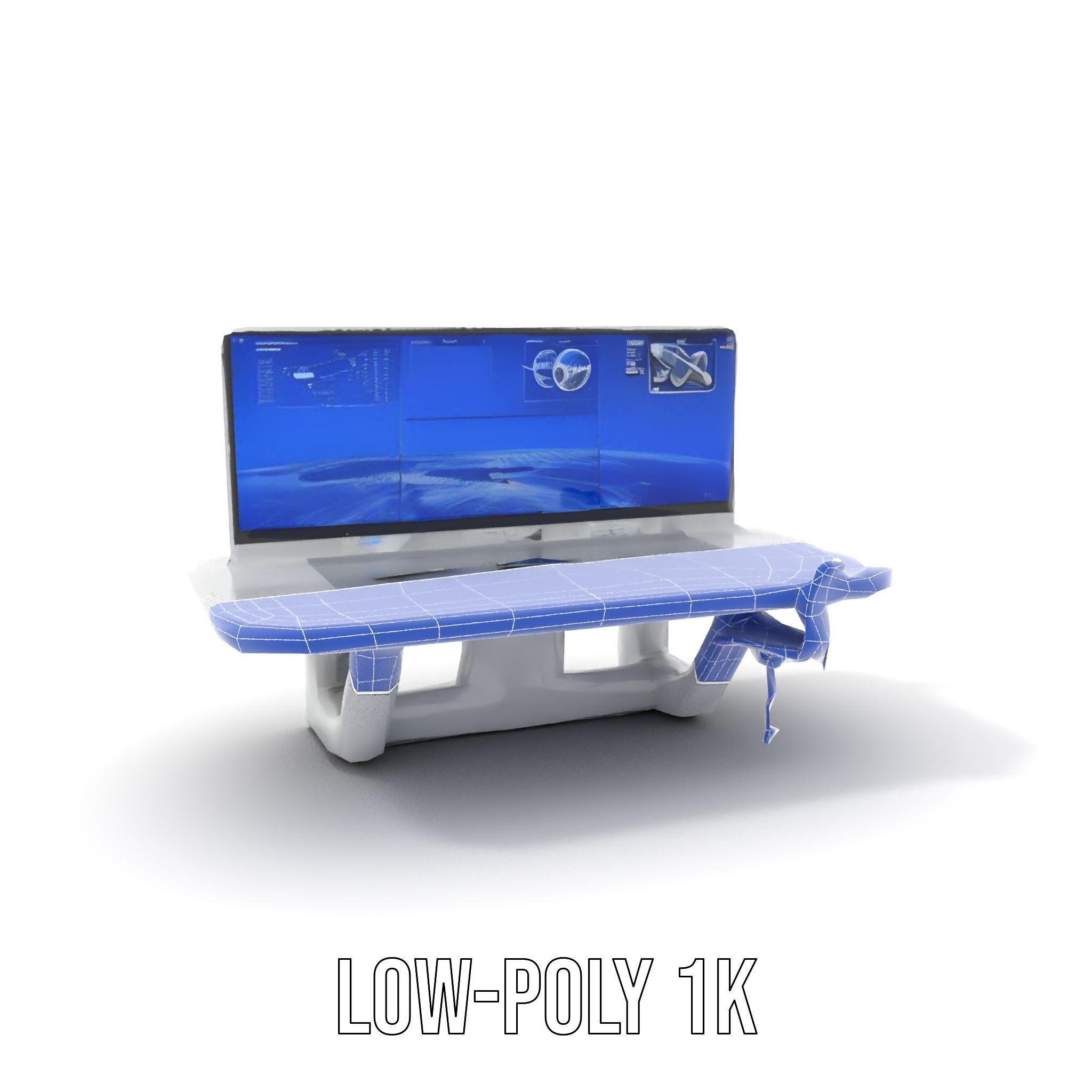 Futuristic Command Center Desk and Chair Model Pack Low-poly 3D model_16