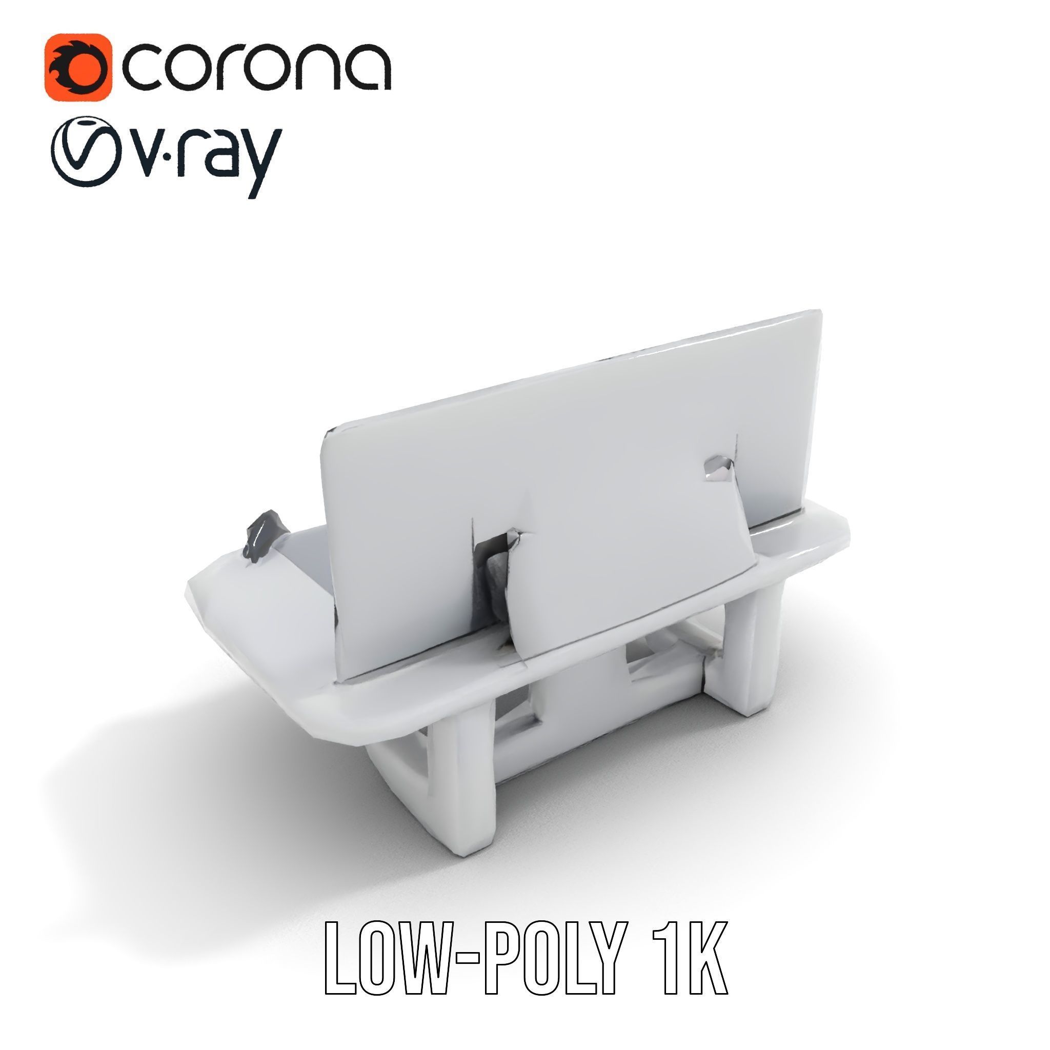 Futuristic Command Center Desk and Chair Model Pack Low-poly 3D model_19