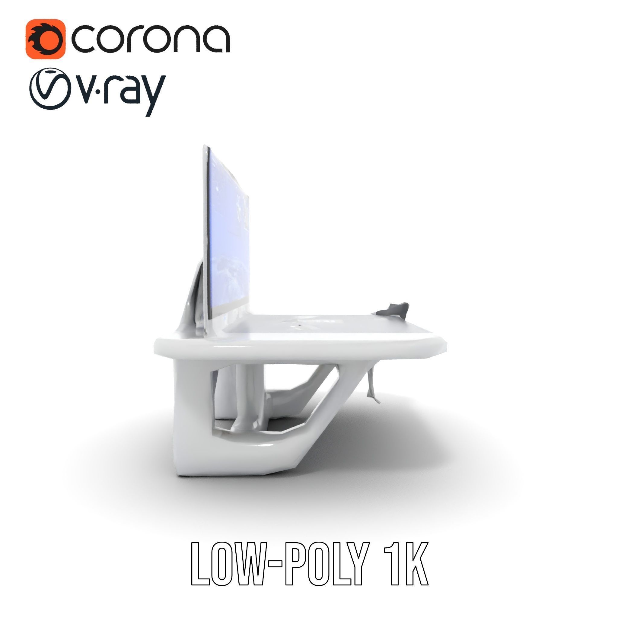 Futuristic Command Center Desk and Chair Model Pack Low-poly 3D model_9