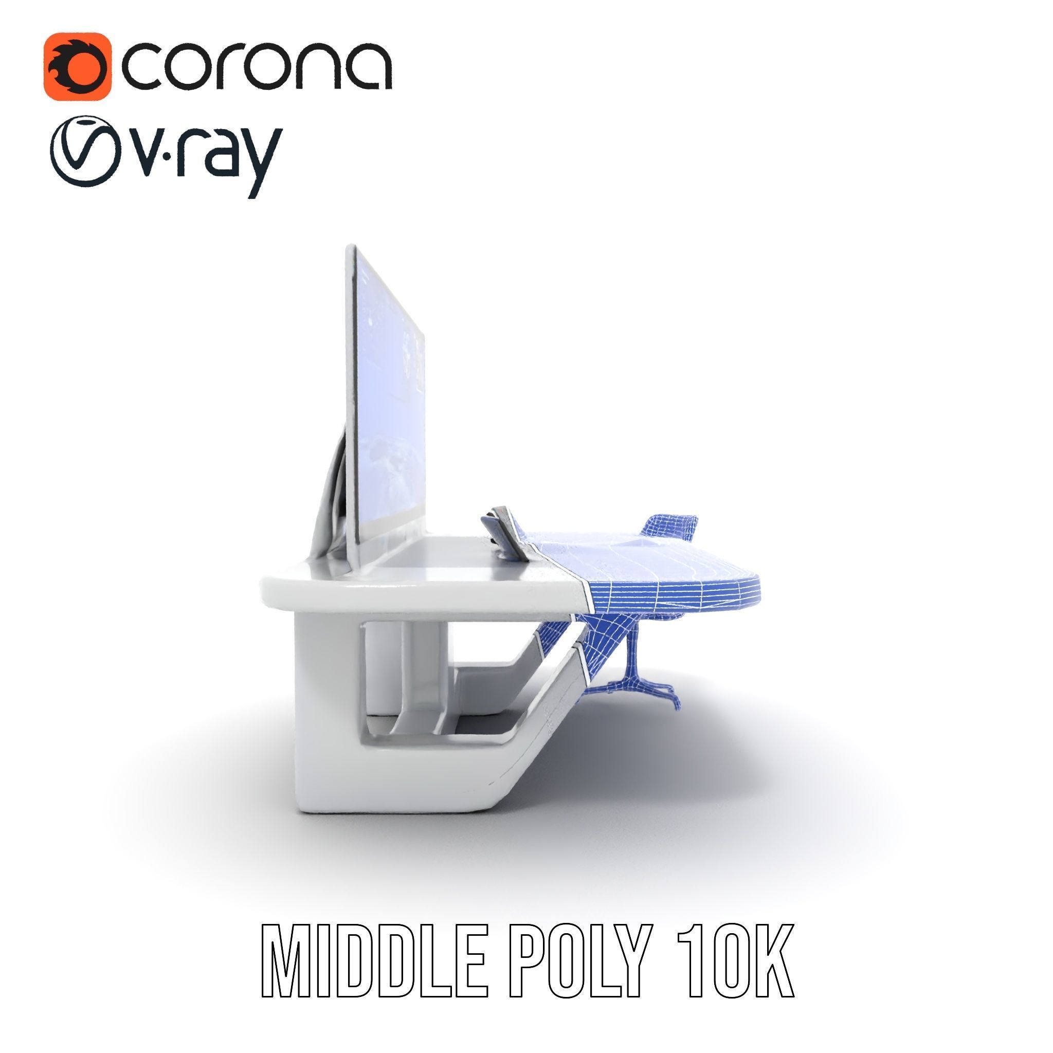Futuristic Command Center Desk and Chair Model Pack Low-poly 3D model_29