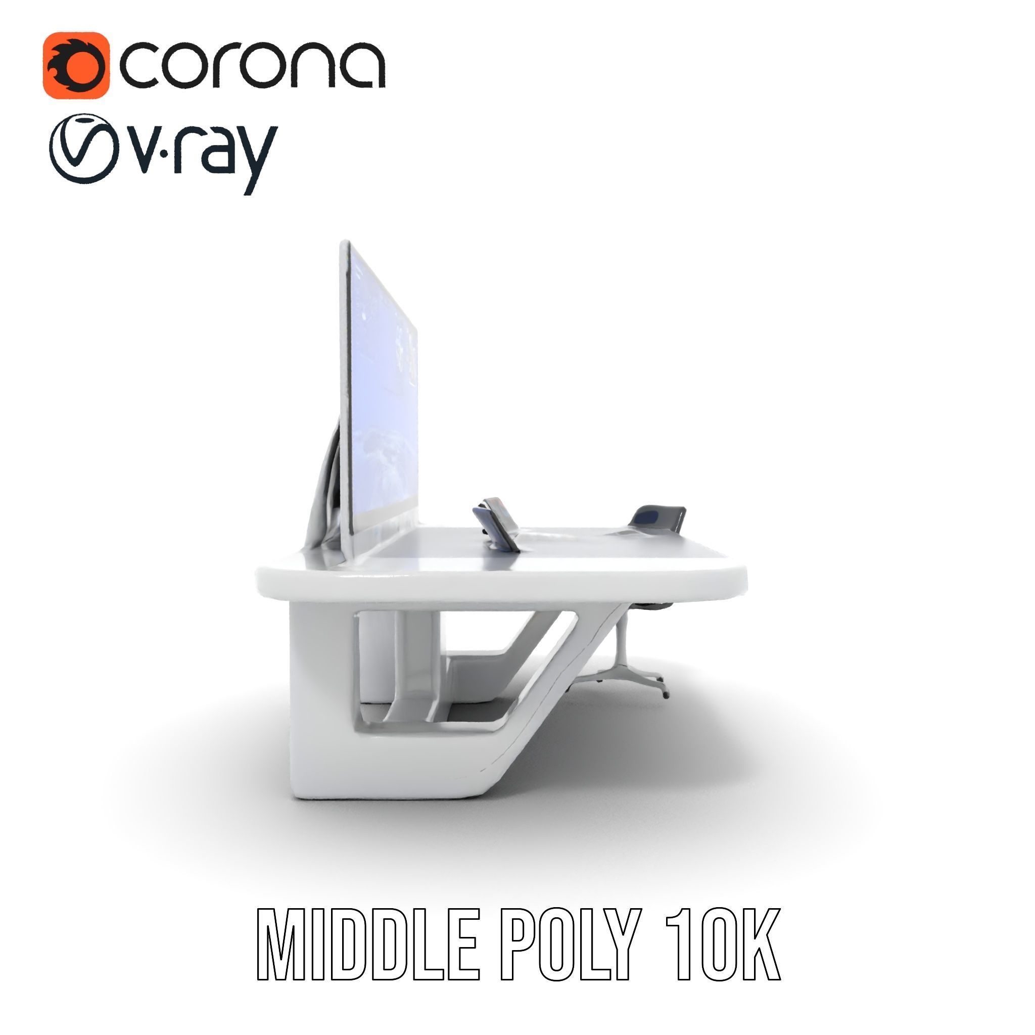 Futuristic Command Center Desk and Chair Model Pack Low-poly 3D model_13