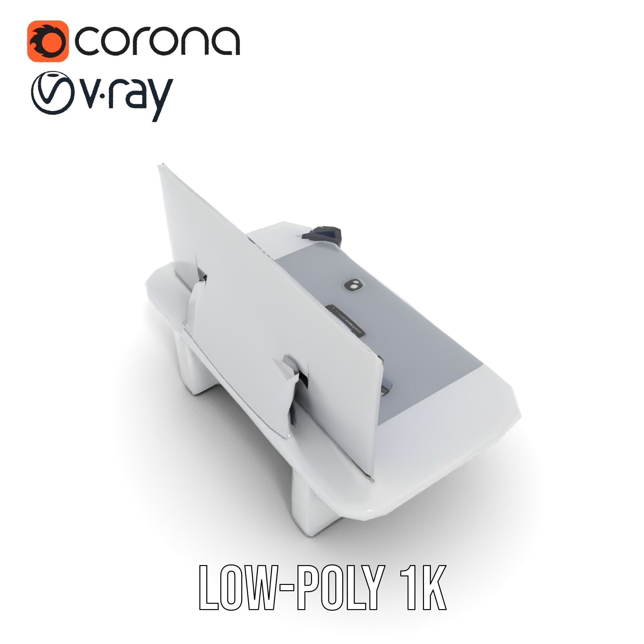 Futuristic Command Center Desk and Chair Model Pack Low-poly 3D model_12