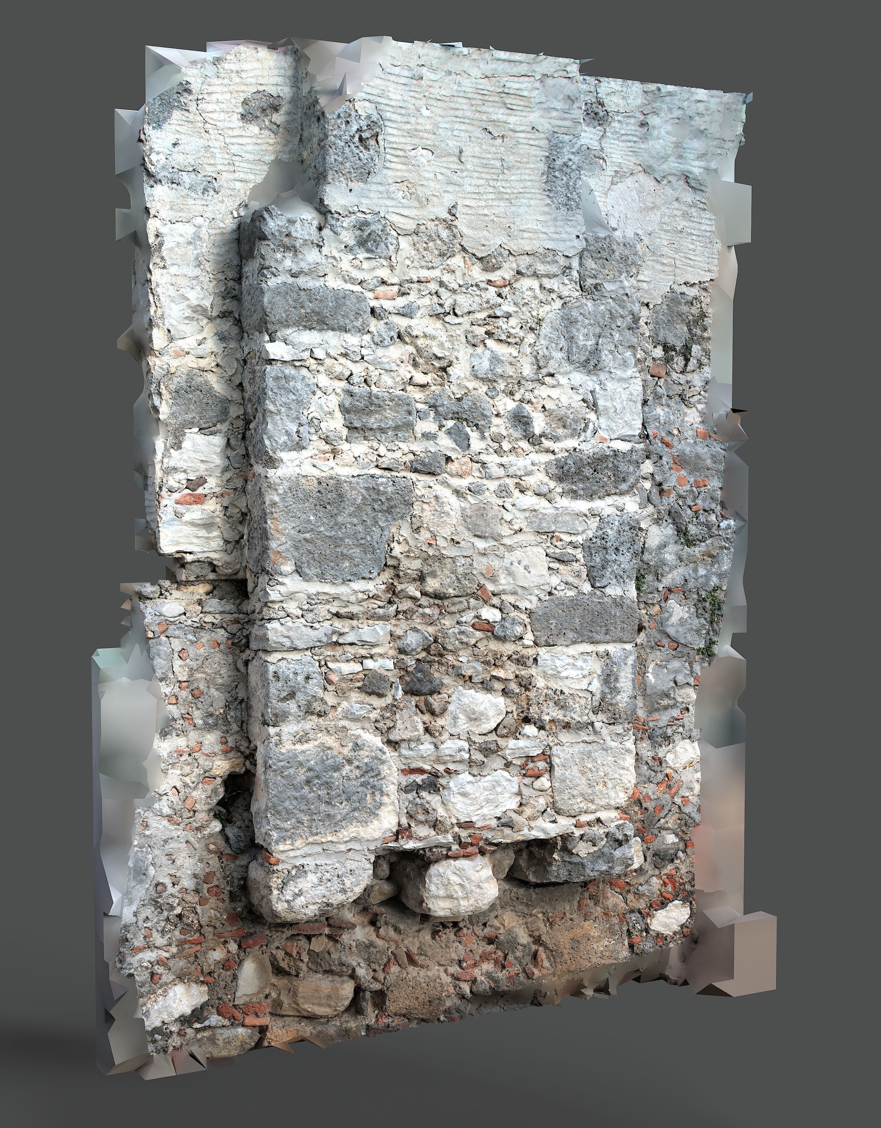 Abandoned House Ruined Part Scan - Fireplace Backwall 02 3D model_9