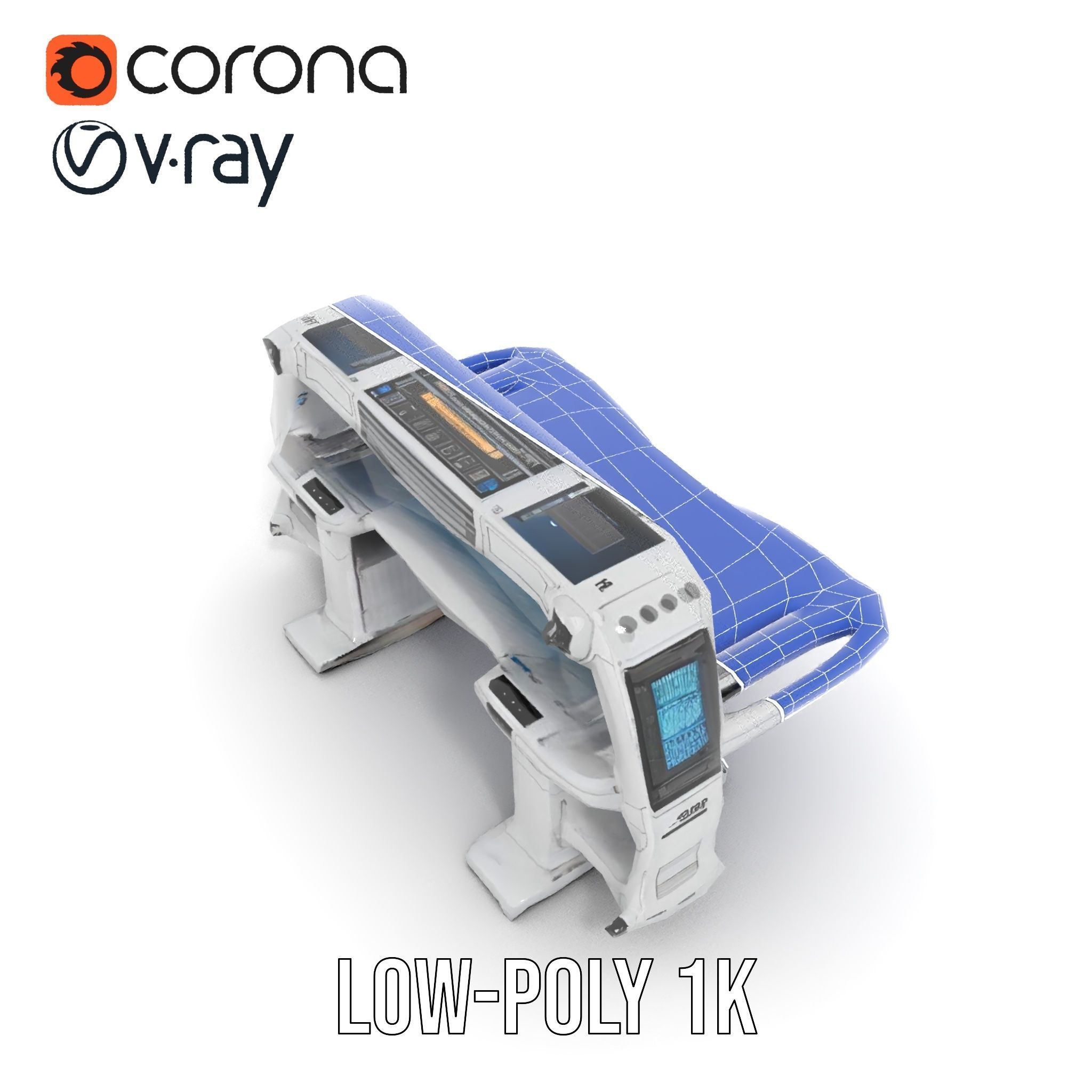 Futuristic Control Table model pack with interactive display Low-poly 3D model_25