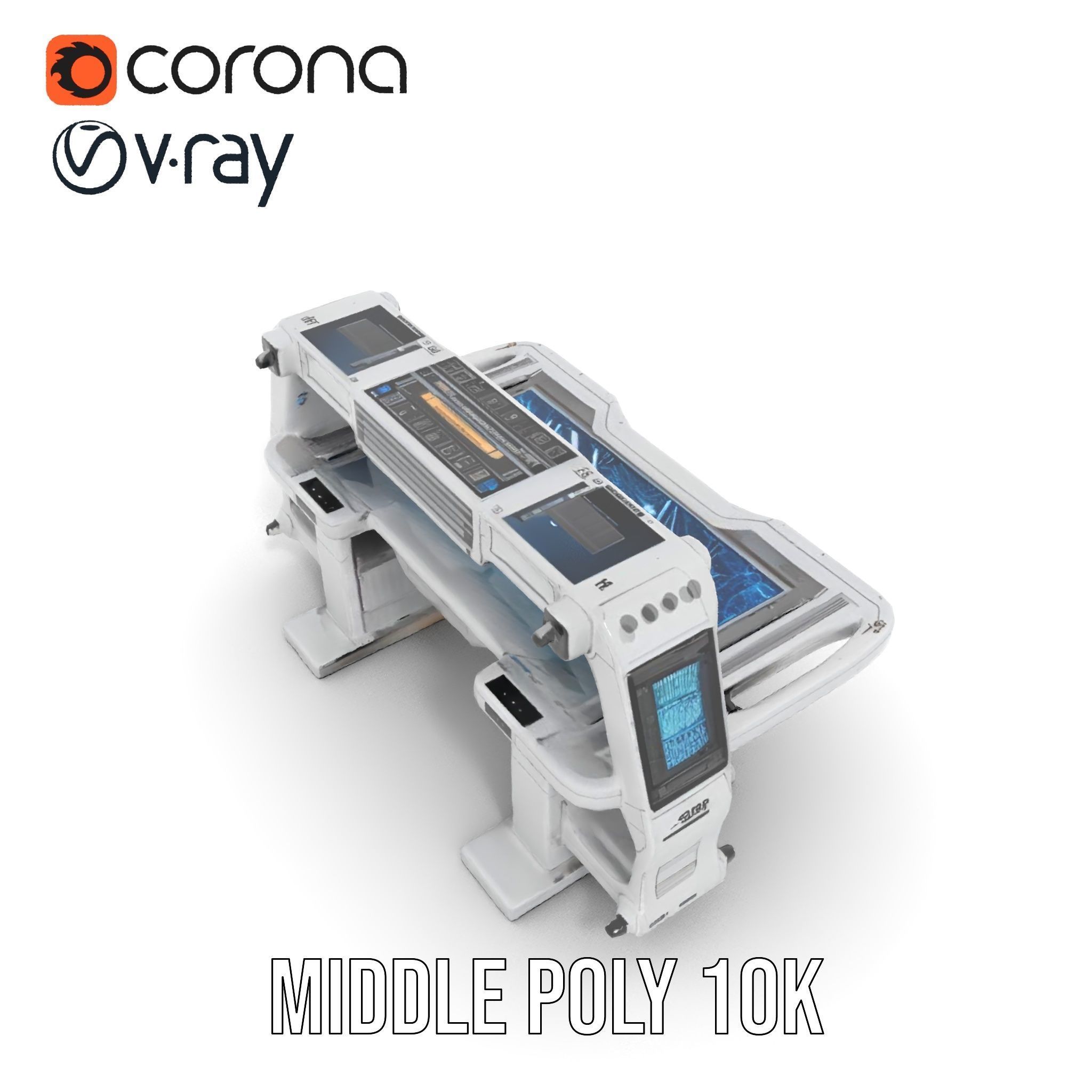 Futuristic Control Table model pack with interactive display Low-poly 3D model_11