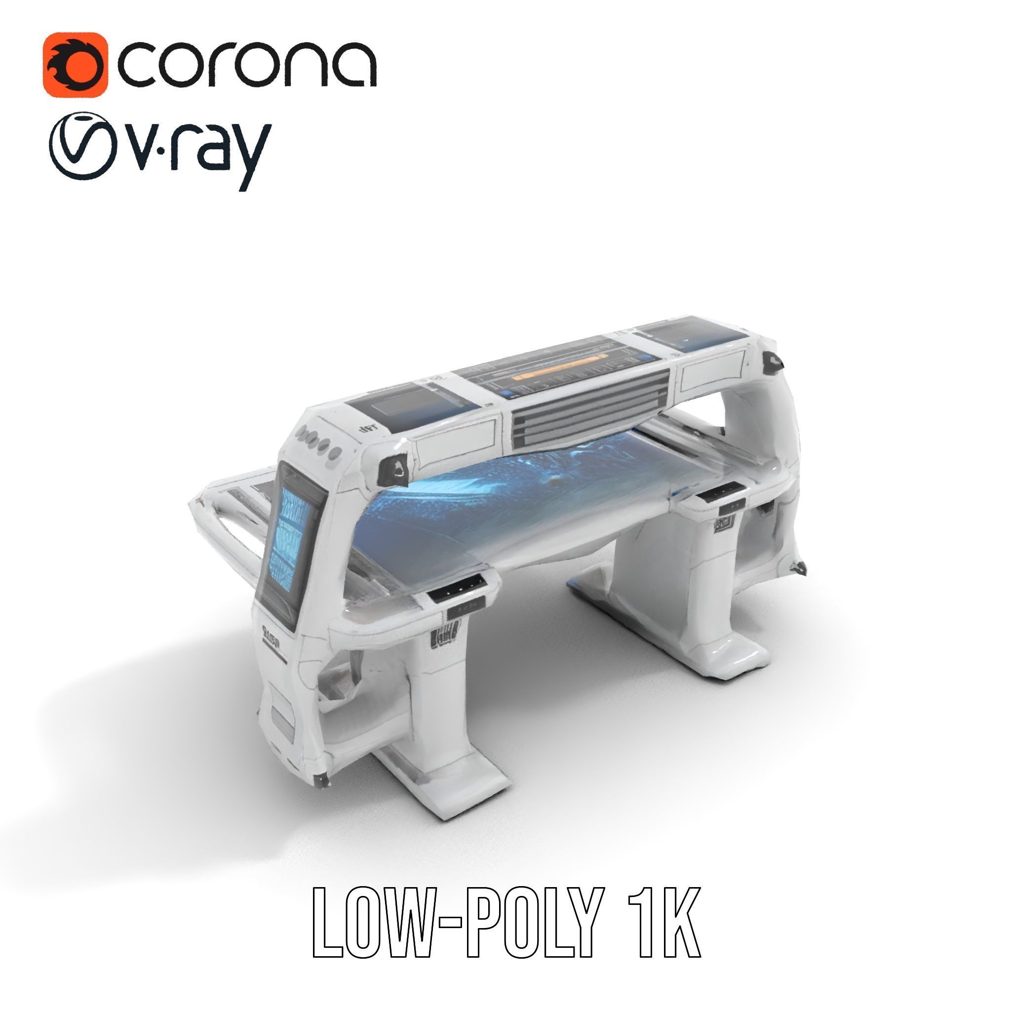 Futuristic Control Table model pack with interactive display Low-poly 3D model_12