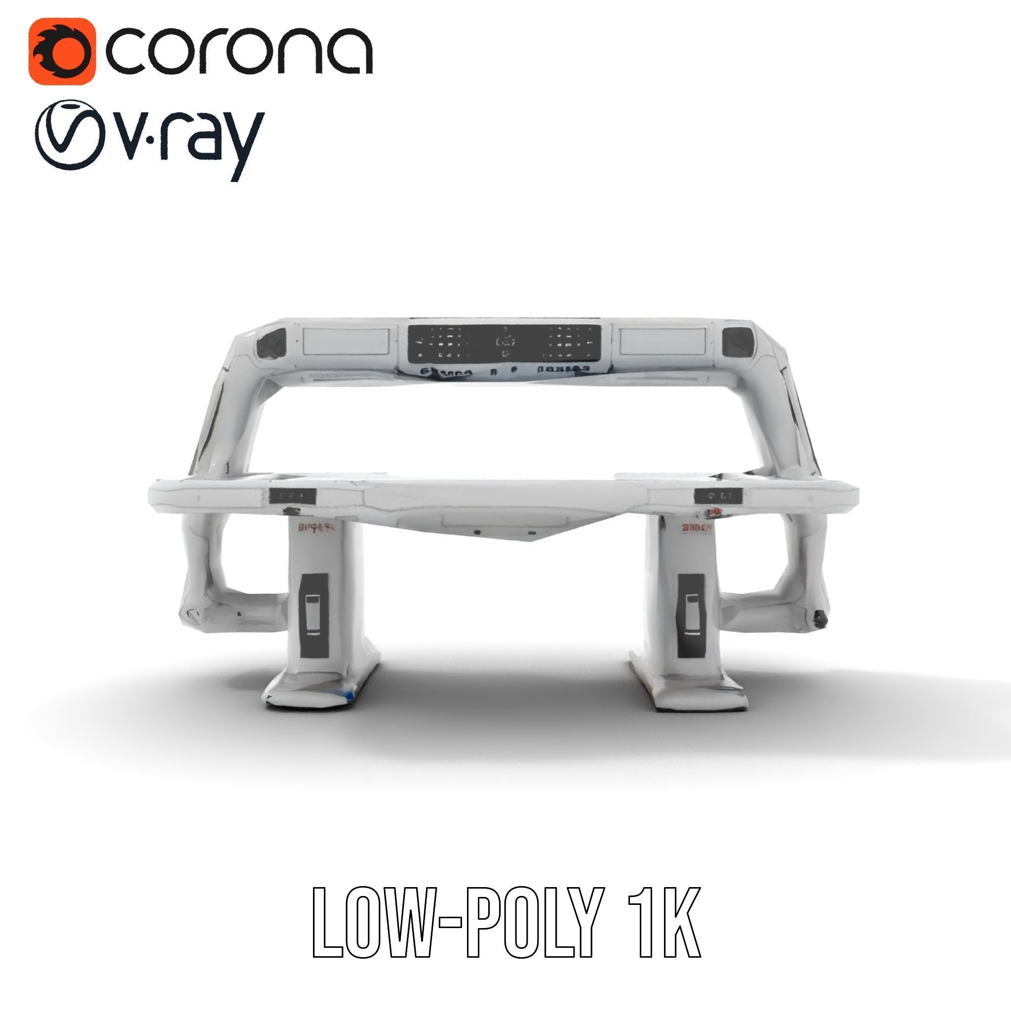 Futuristic Control Table model pack with interactive display Low-poly 3D model_7