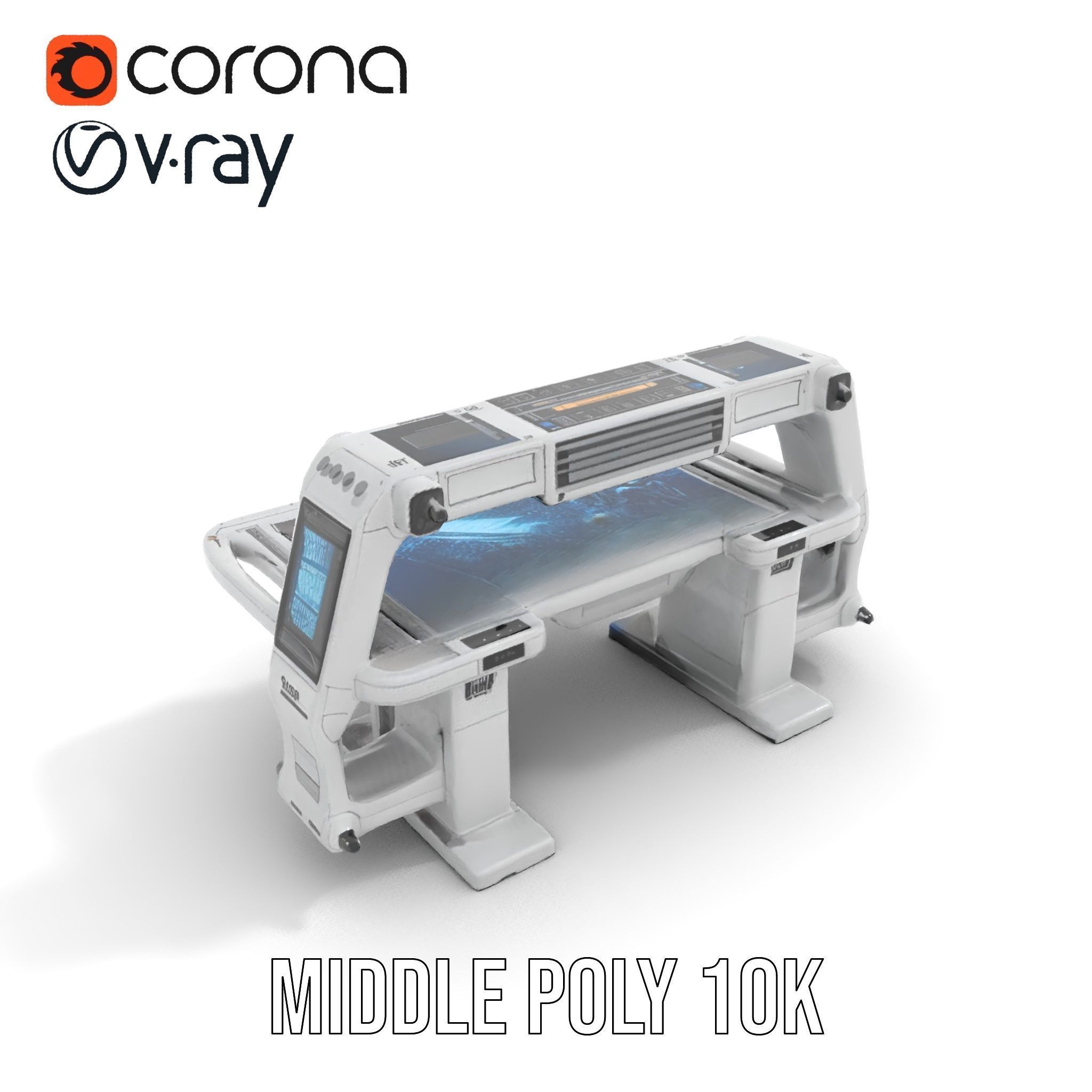 Futuristic Control Table model pack with interactive display Low-poly 3D model_5