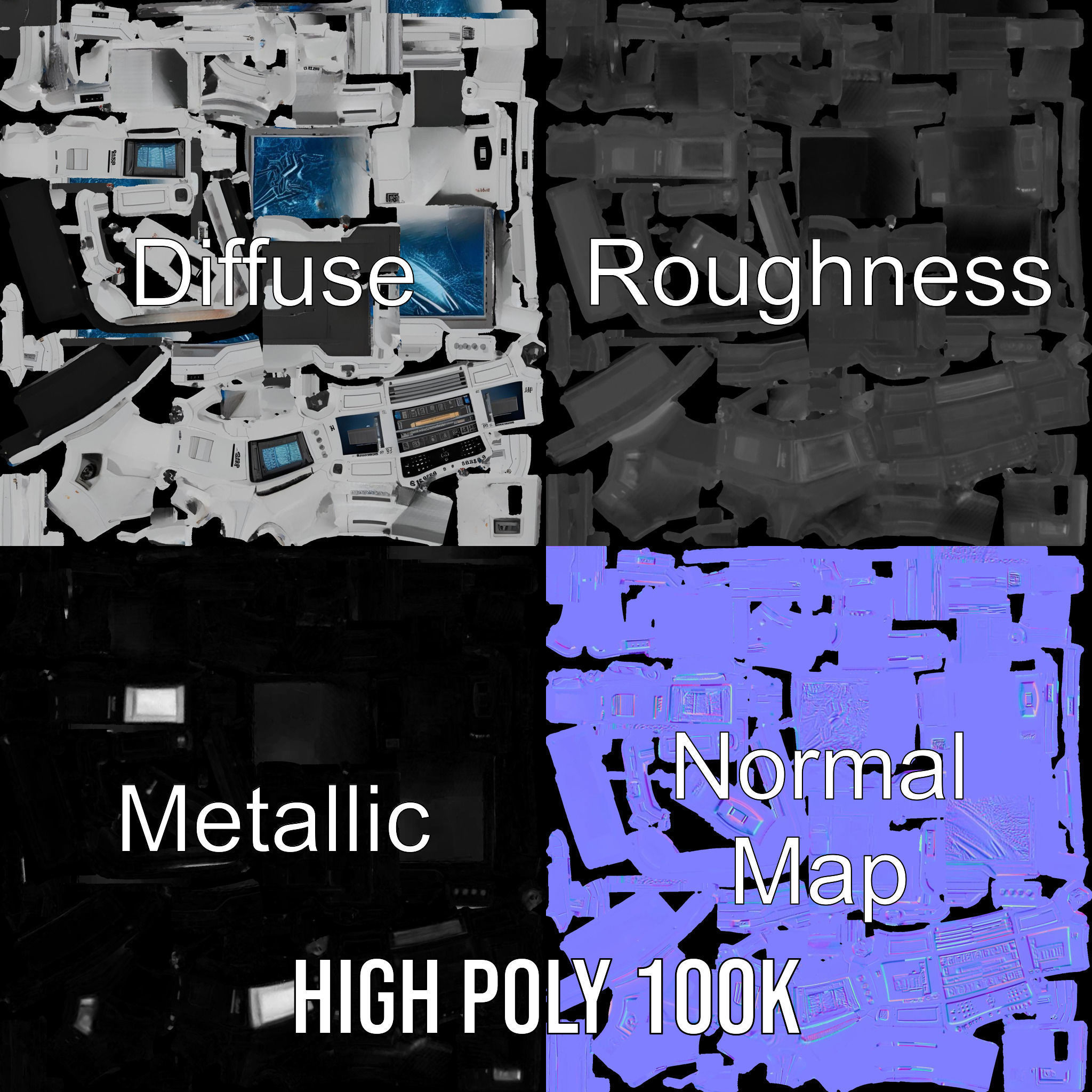 Futuristic Control Table model pack with interactive display Low-poly 3D model_3