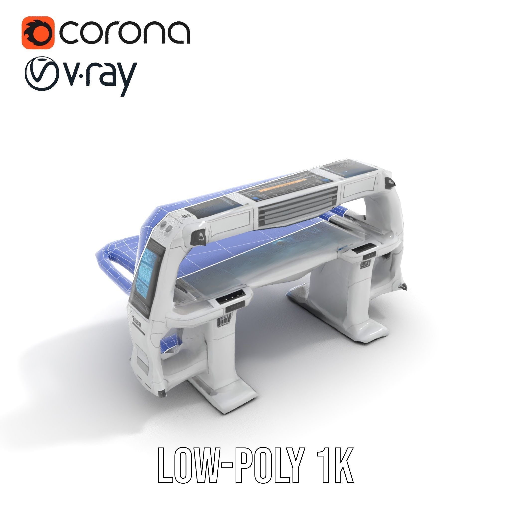 Futuristic Control Table model pack with interactive display Low-poly 3D model_30