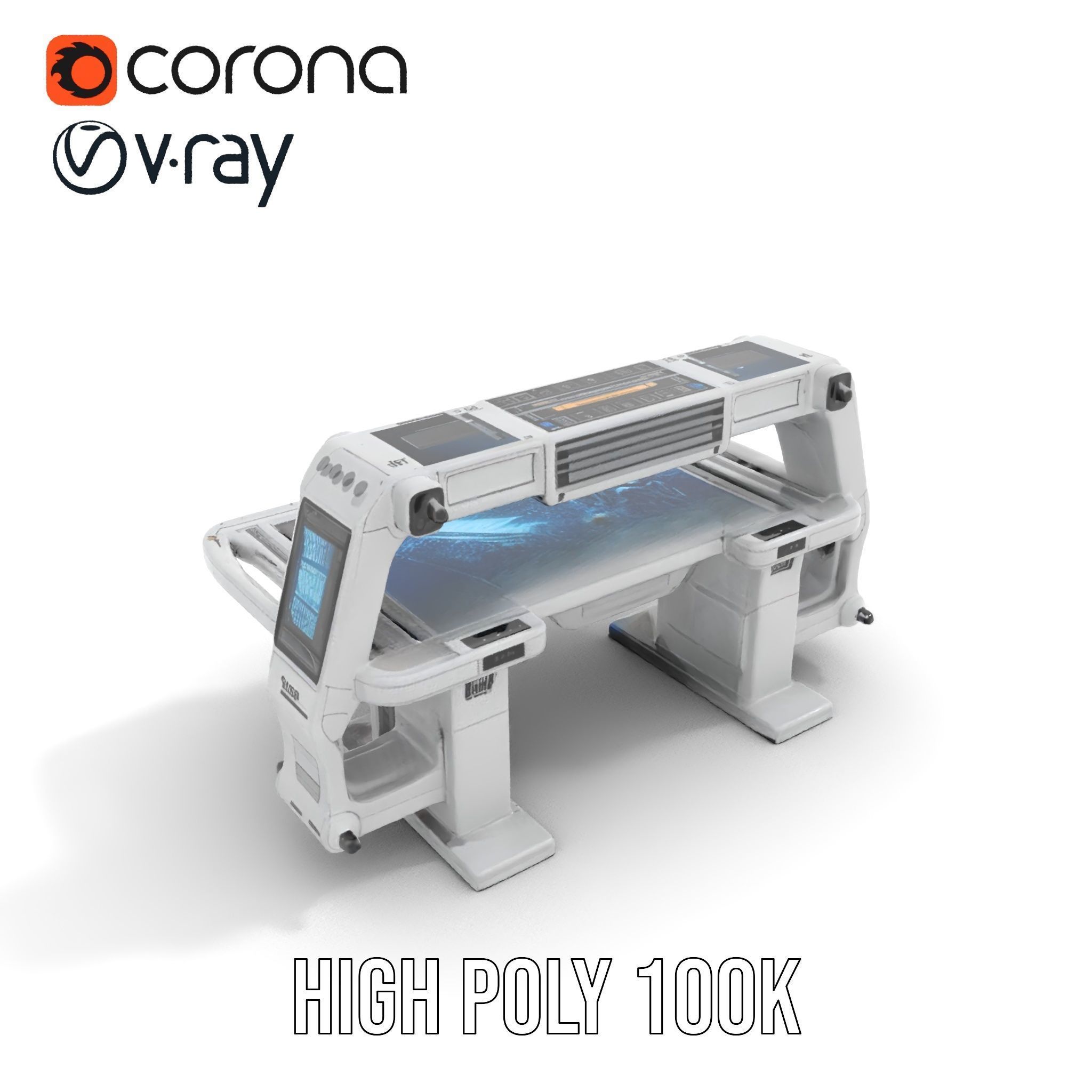 Futuristic Control Table model pack with interactive display Low-poly 3D model_23