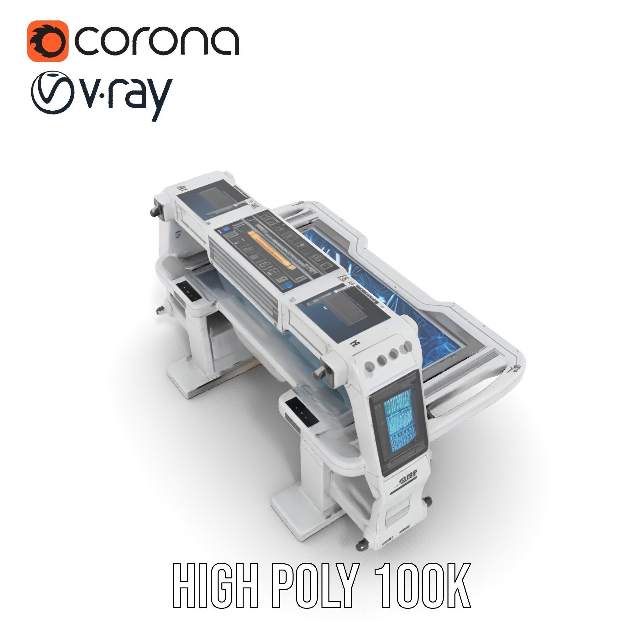 Futuristic Control Table model pack with interactive display Low-poly 3D model_17