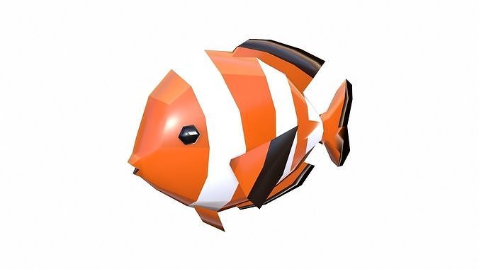 Fish Clown Low Poly Low-poly 3D model