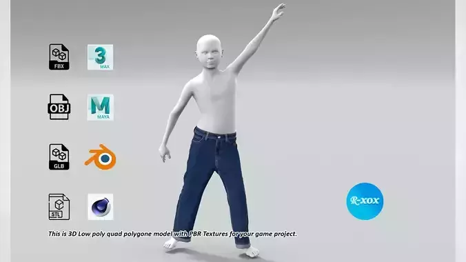 Boys Denim Pant  LowPoly PBR