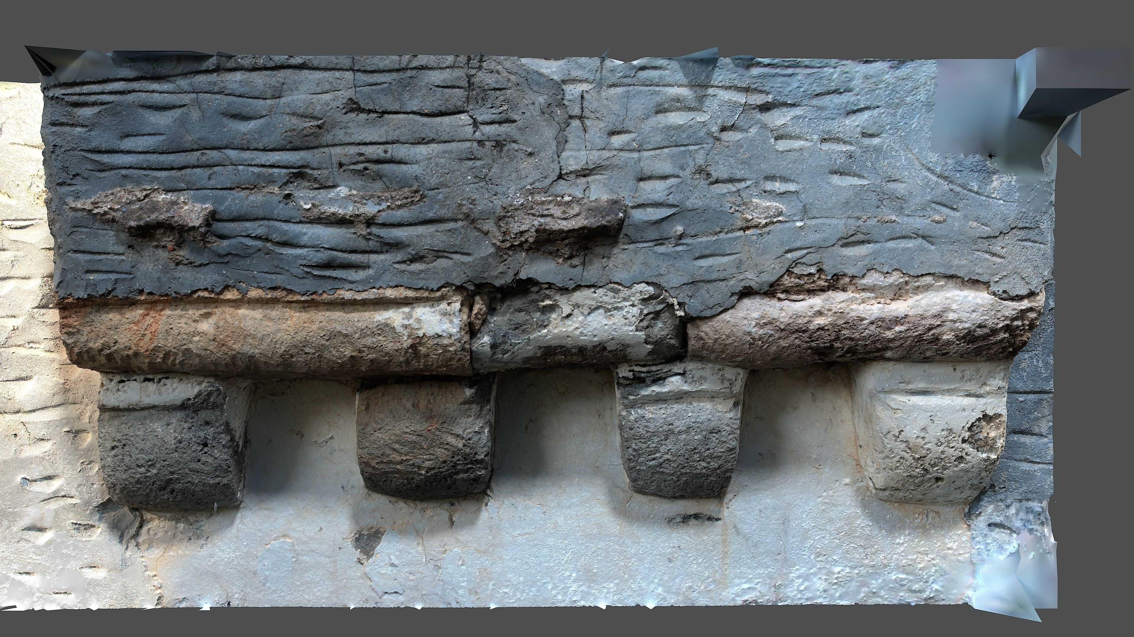 Abandoned House Ruined Part Scan - Fireplace Backwall 03 3D model_7