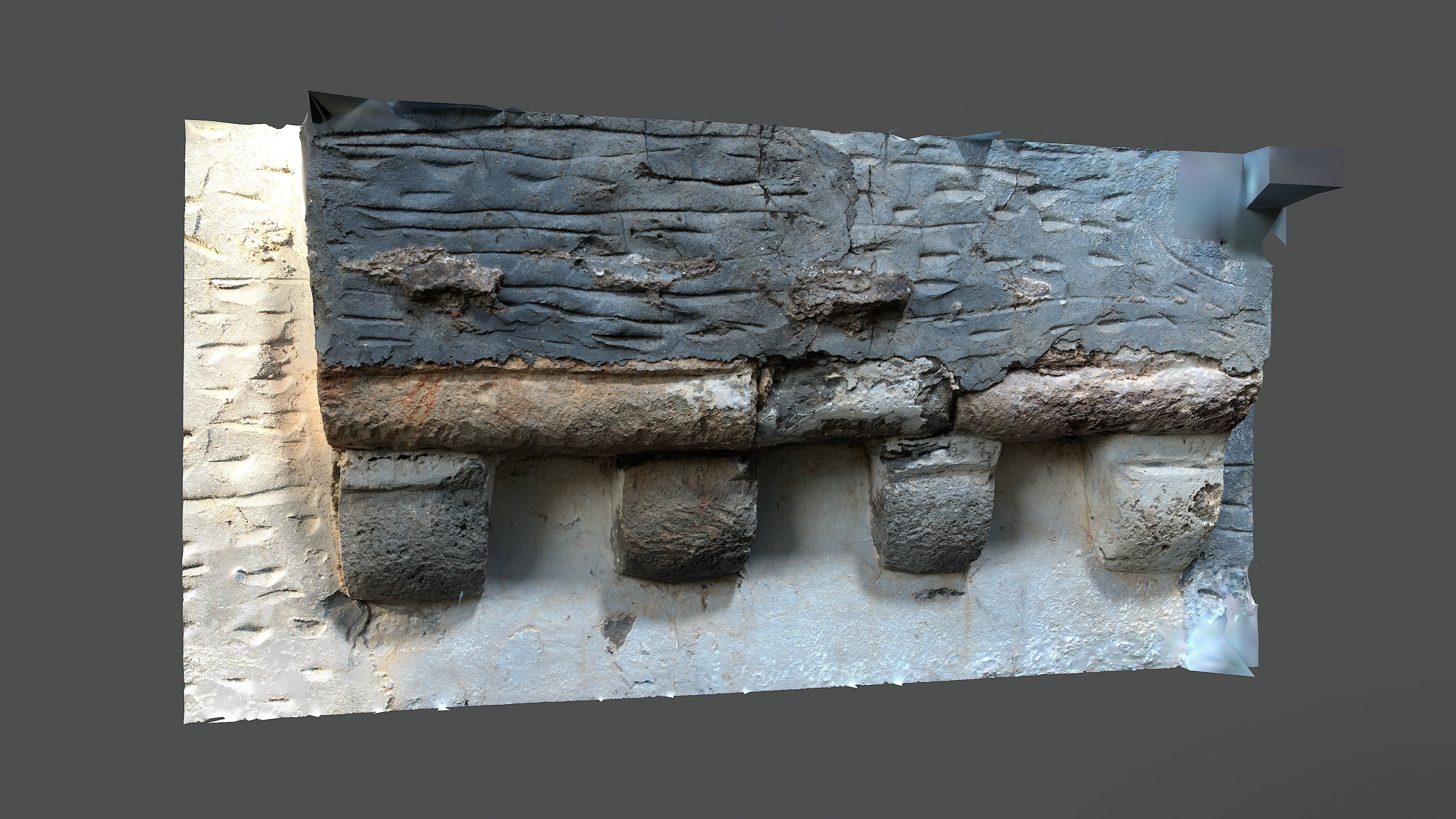 Abandoned House Ruined Part Scan - Fireplace Backwall 03 3D model_2